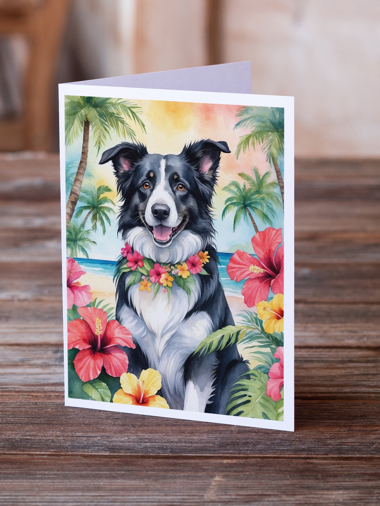 Buy this Border Collie Luau Greeting Cards Pack of 8