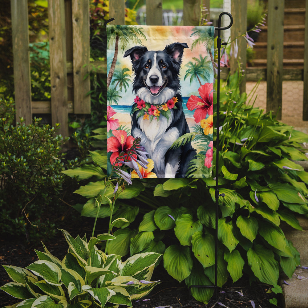 Border Collie Luau Garden Flag