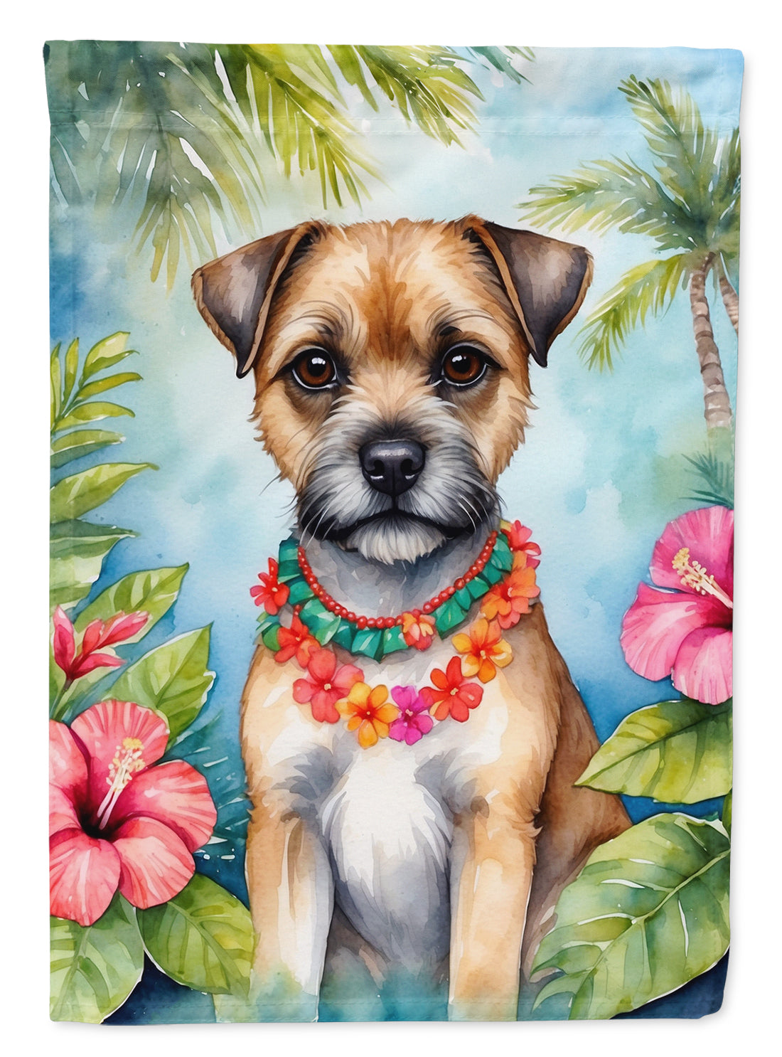 Buy this Border Terrier Luau House Flag