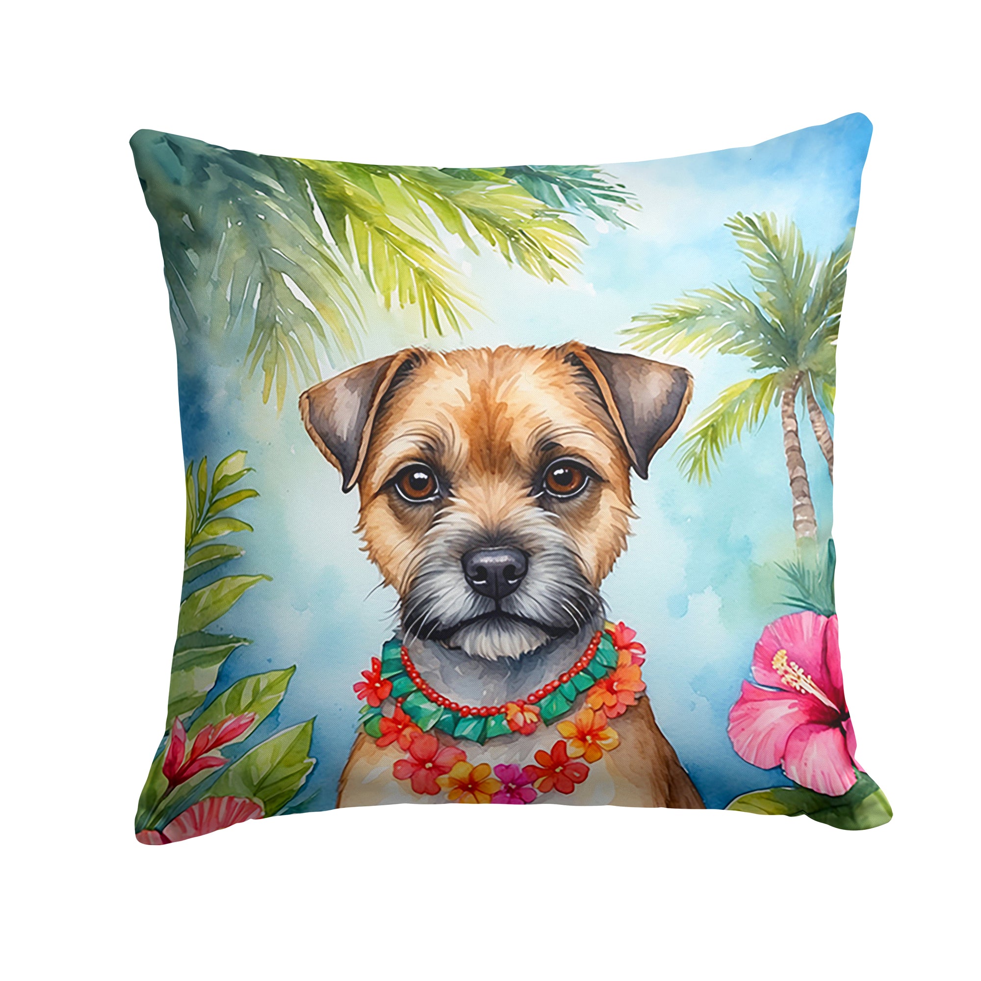 Buy this Border Terrier Luau Throw Pillow