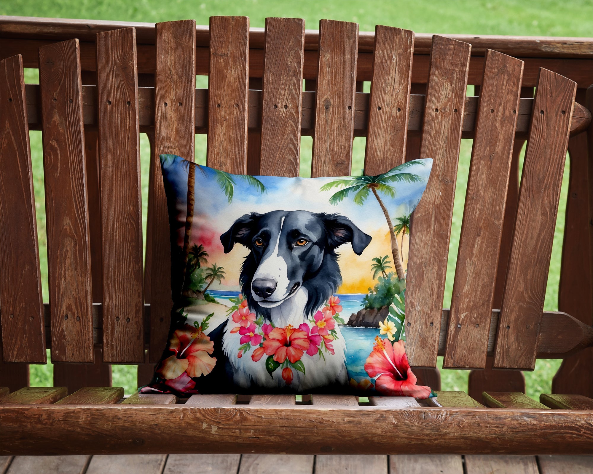 Buy this Borzoi Luau Throw Pillow