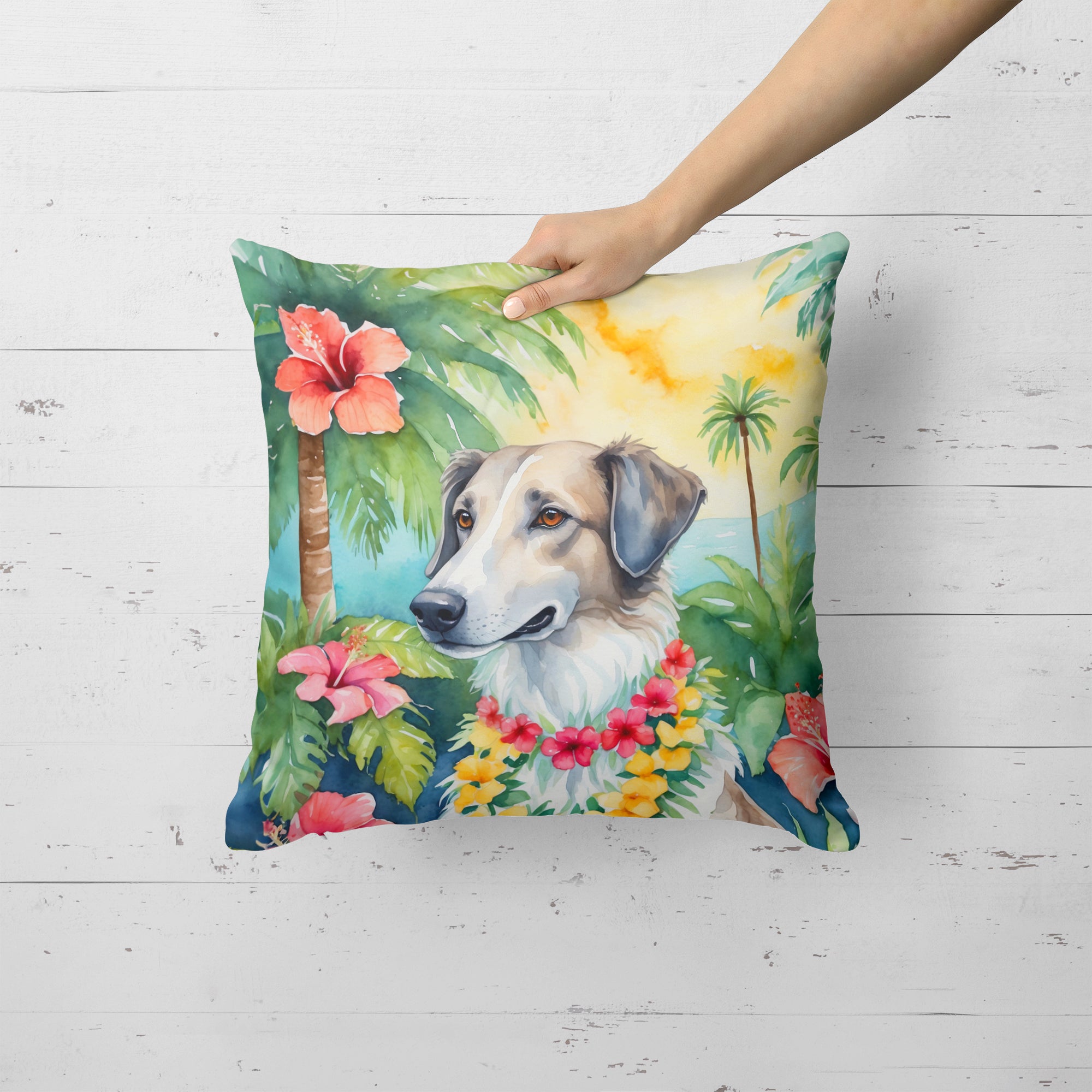 Buy this Borzoi Luau Throw Pillow