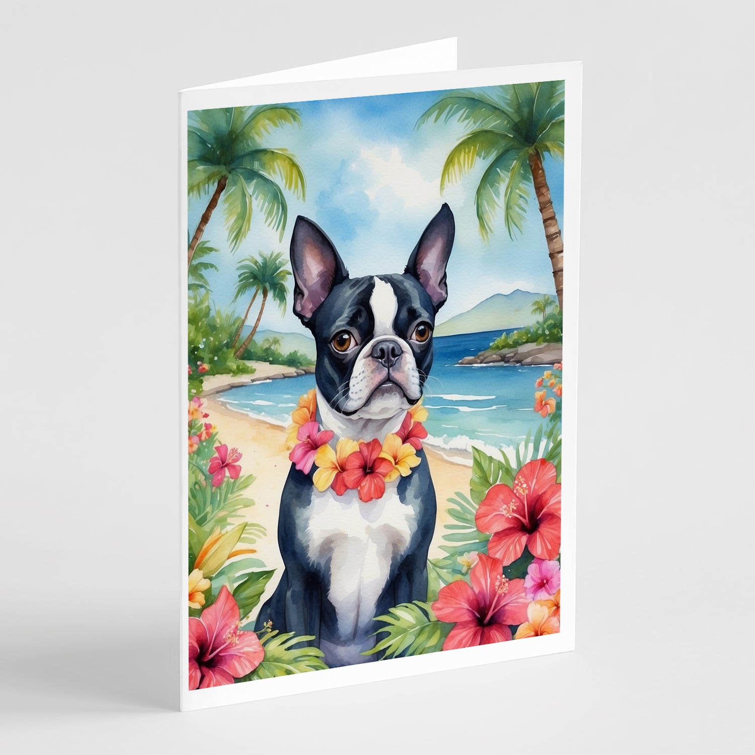 Buy this Boston Terrier Luau Greeting Cards Pack of 8