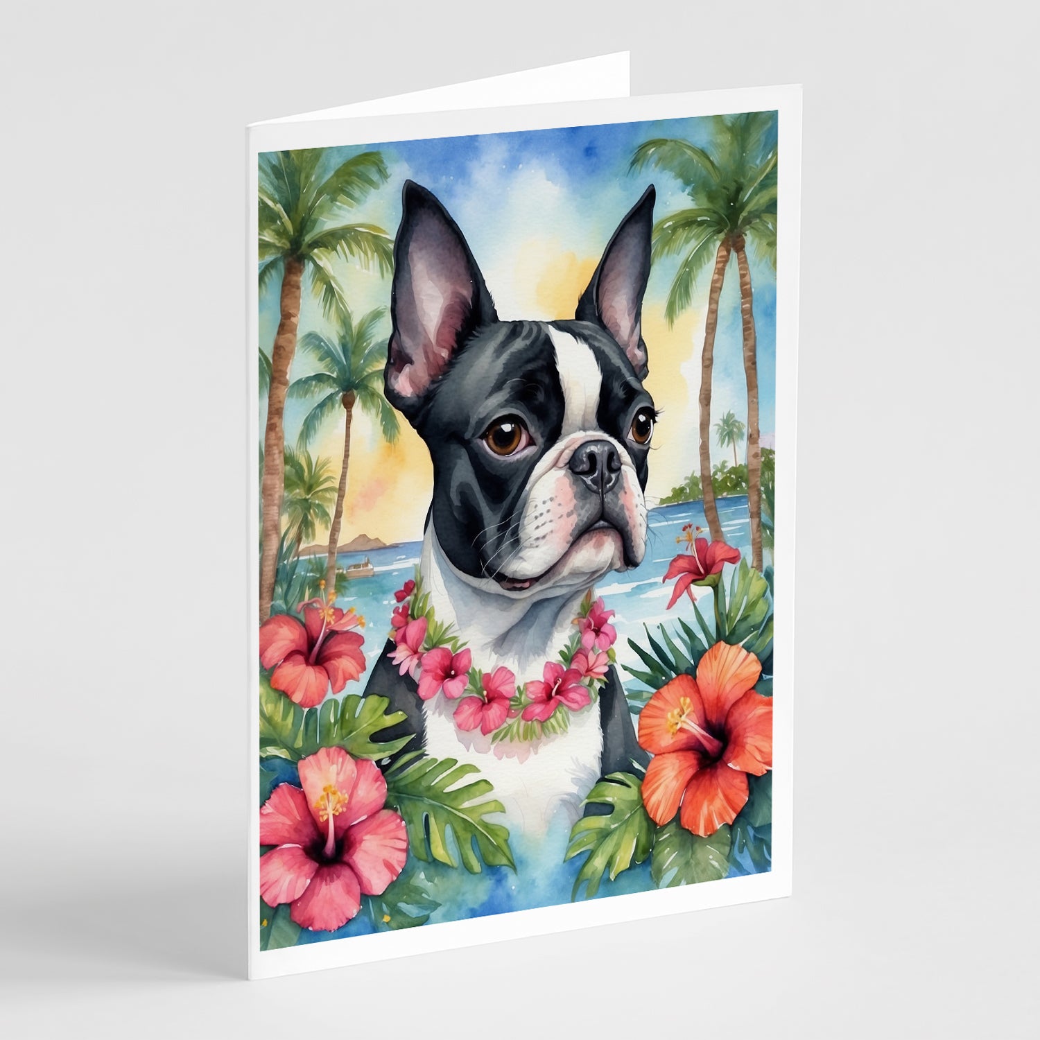 Buy this Boston Terrier Luau Greeting Cards Pack of 8