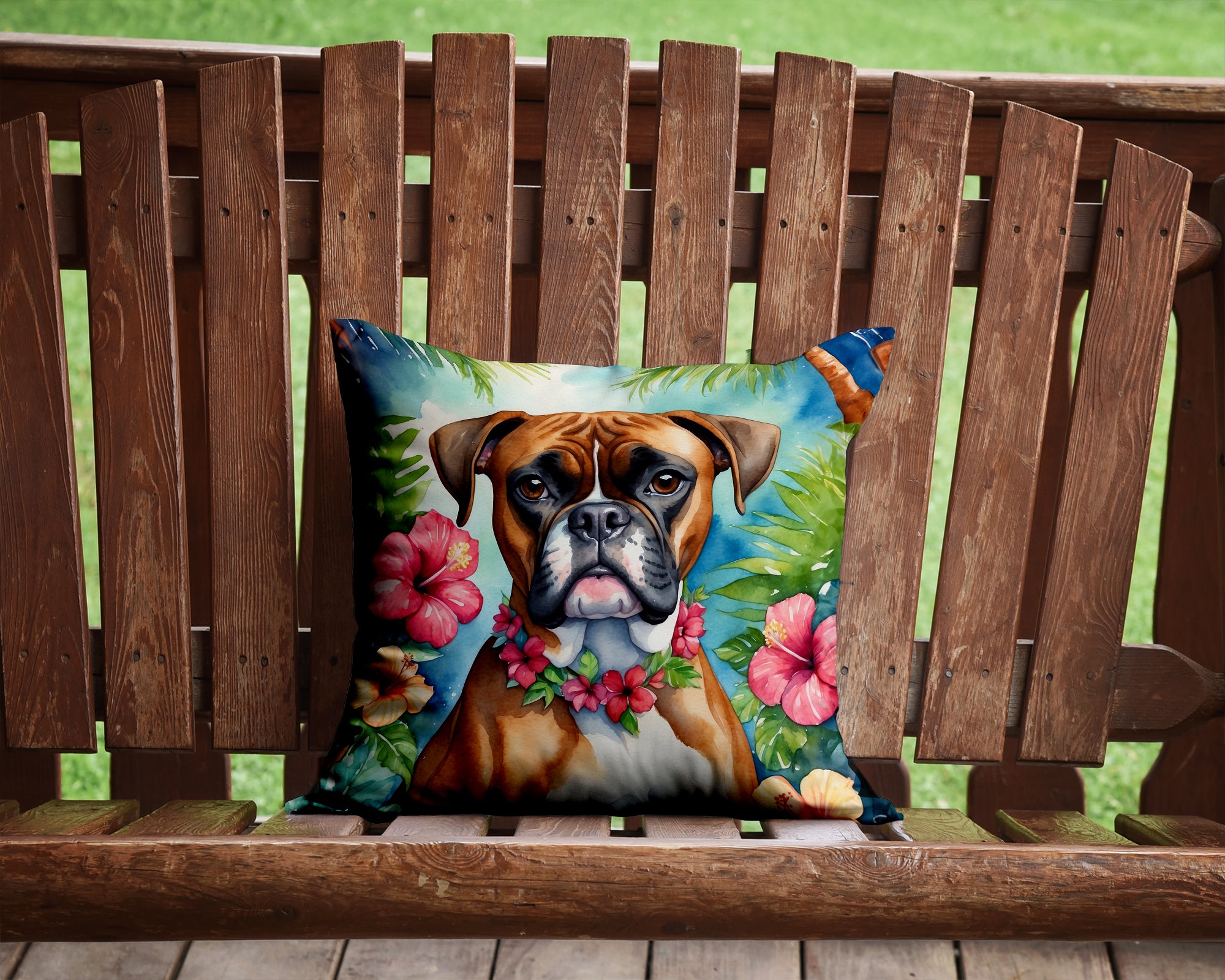 Buy this Boxer Luau Throw Pillow