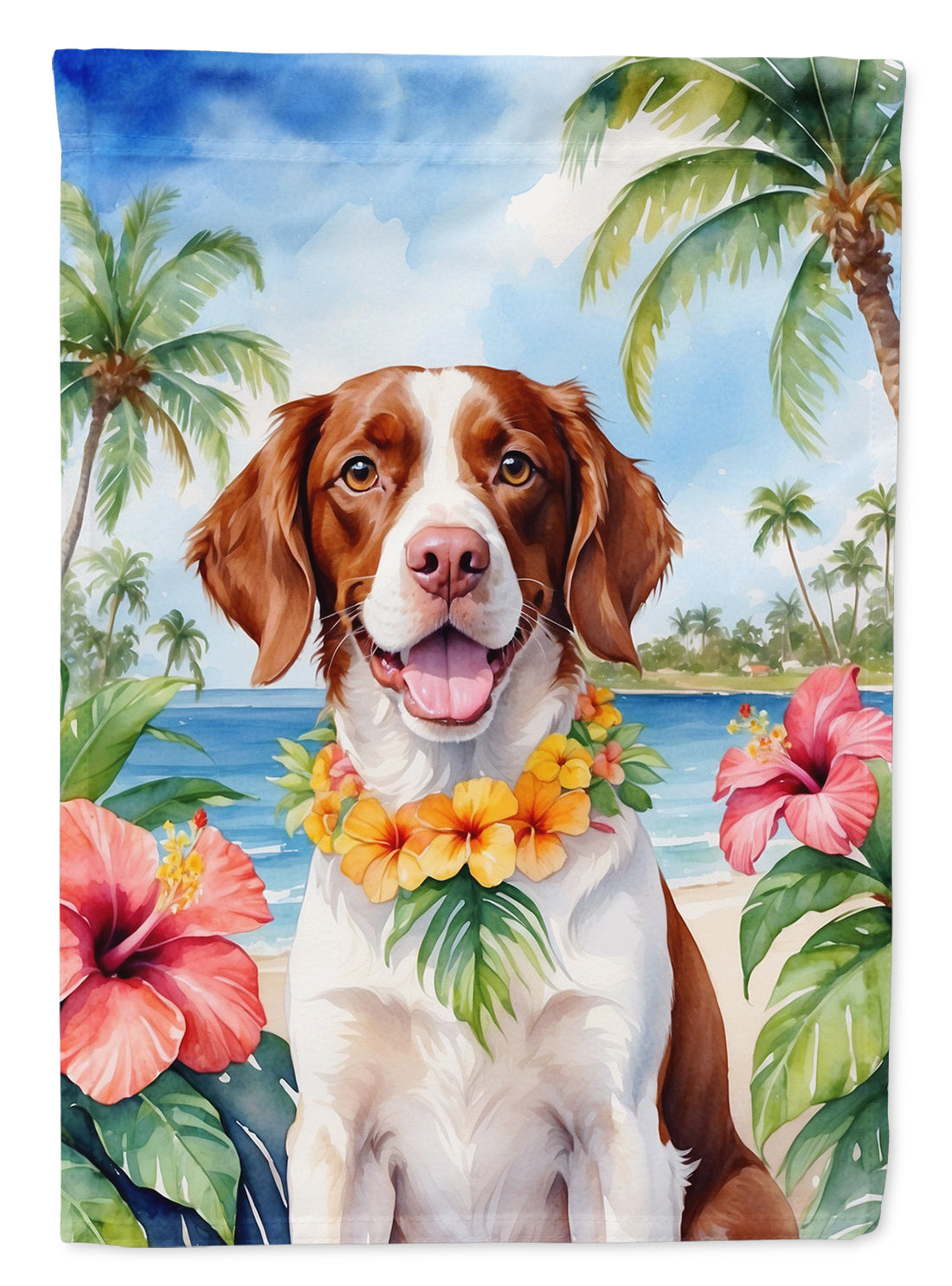 Buy this Brittany Spaniel Luau House Flag