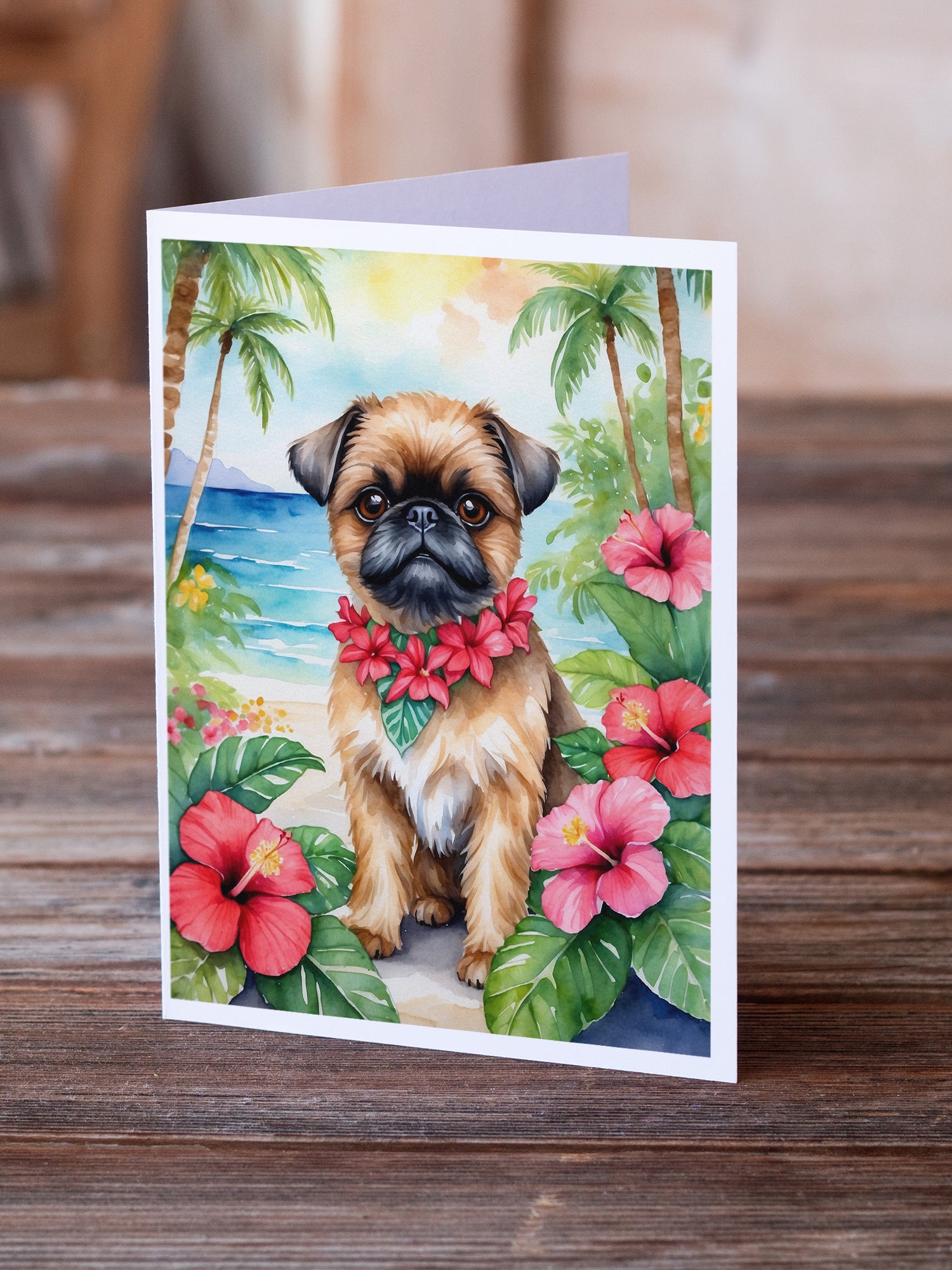 Buy this Brussels Griffon Luau Greeting Cards Pack of 8