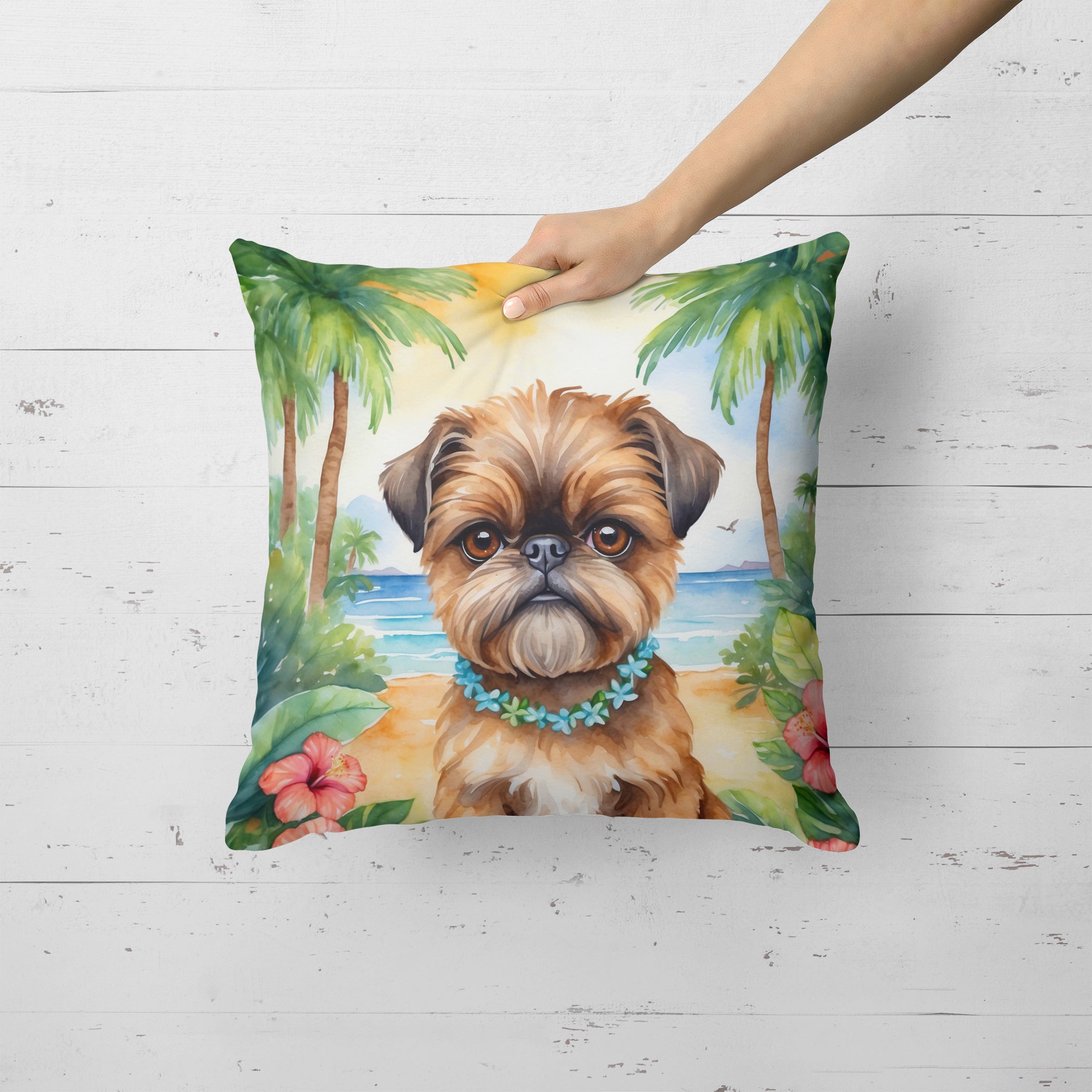 Brussels Griffon Luau Throw Pillow