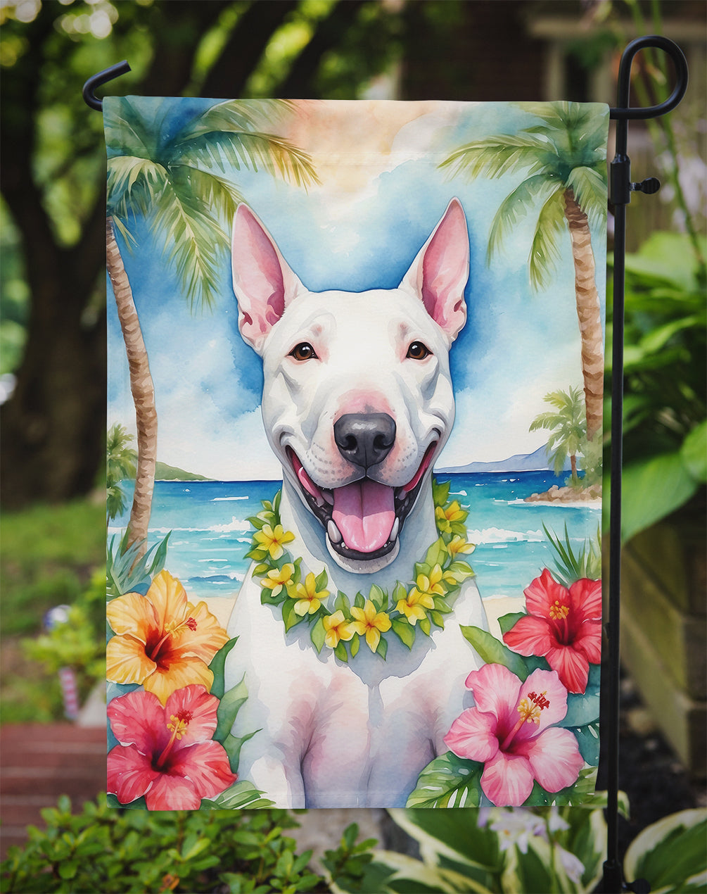 Bull Terrier Luau Garden Flag