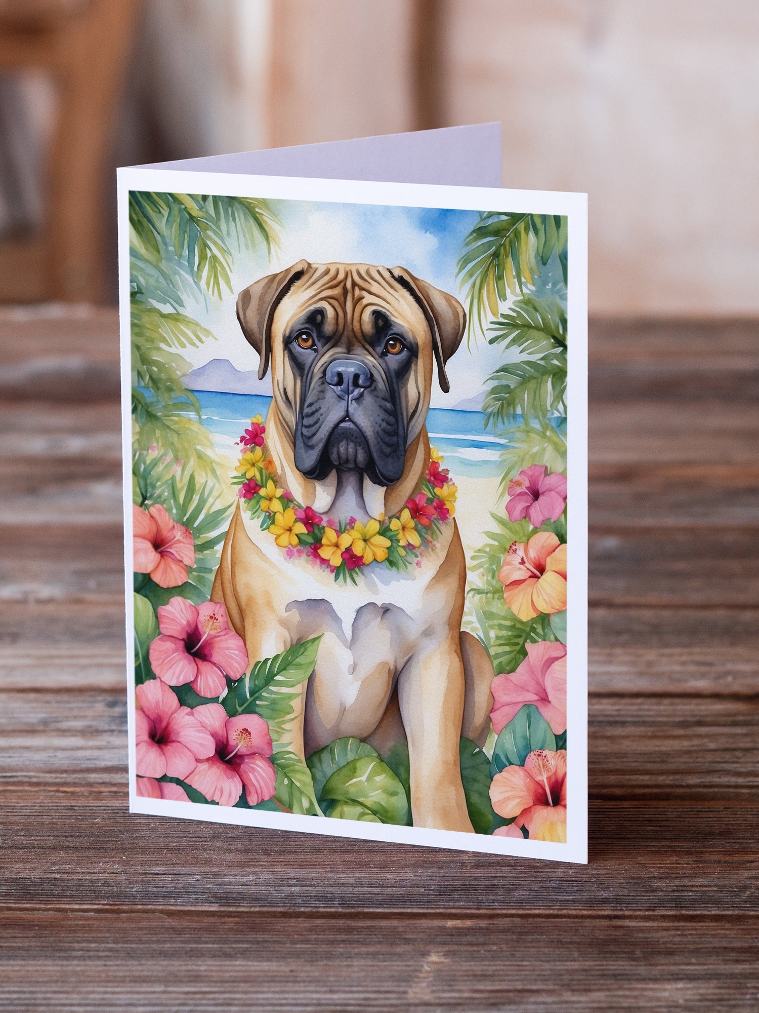 Buy this Bullmastiff Luau Greeting Cards Pack of 8