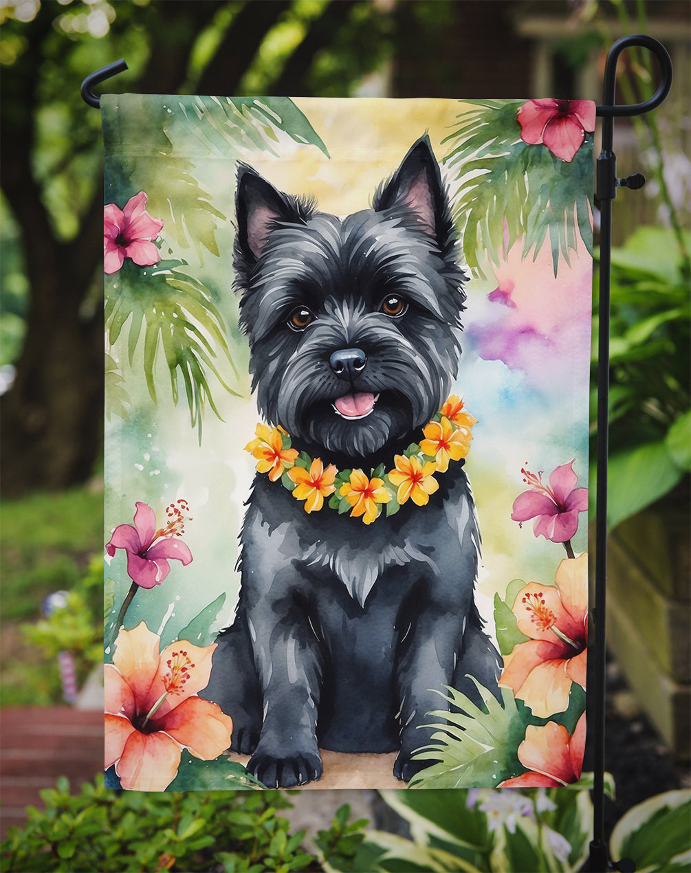 Cairn Terrier Luau Garden Flag