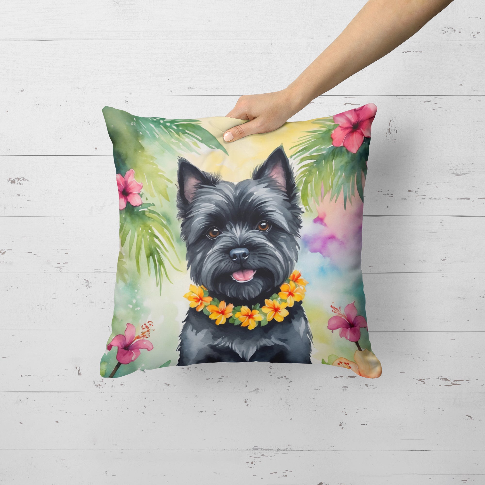 Cairn Terrier Luau Throw Pillow