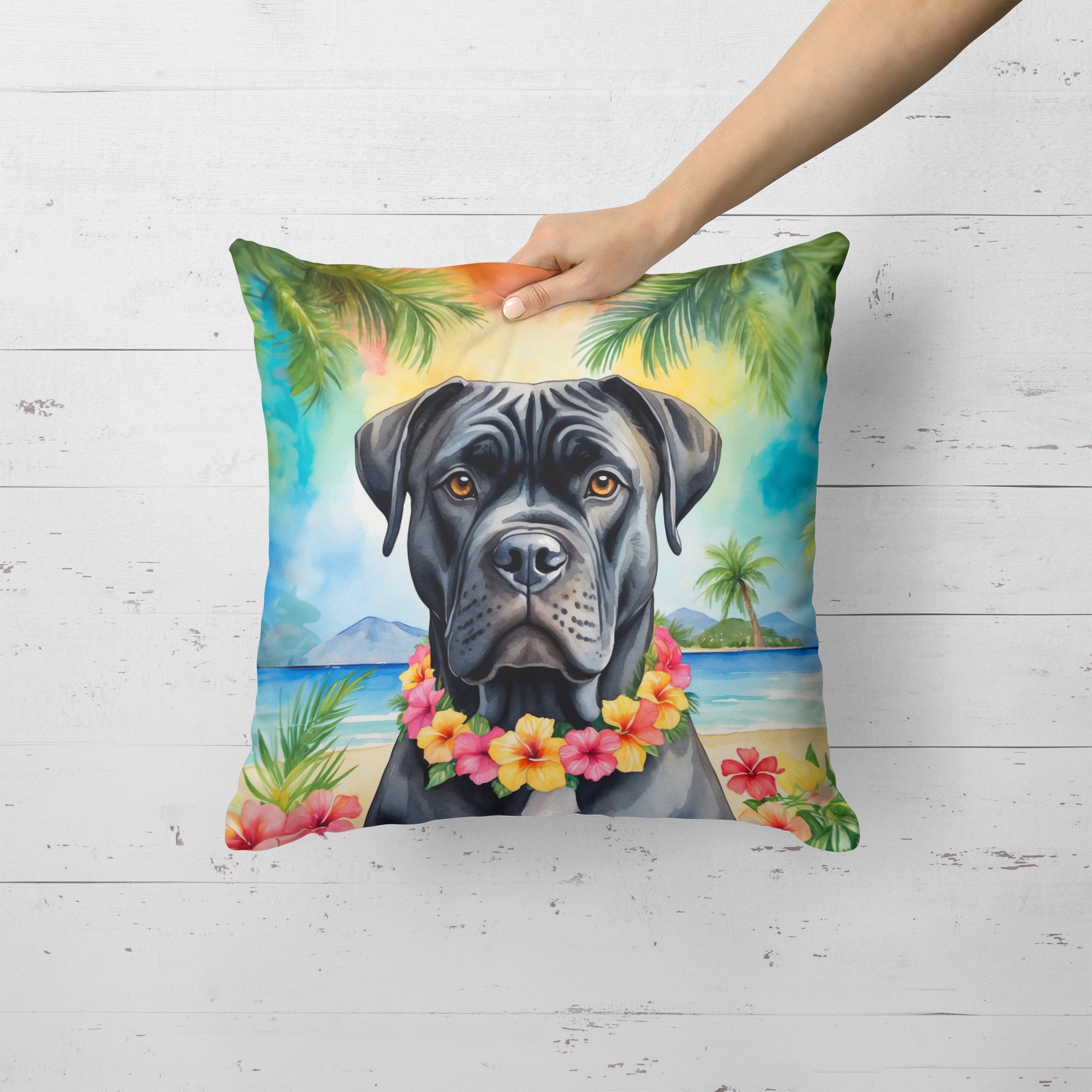 Cane Corso Luau Throw Pillow