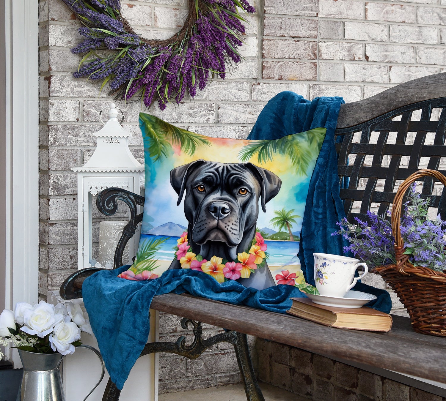 Cane Corso Luau Throw Pillow