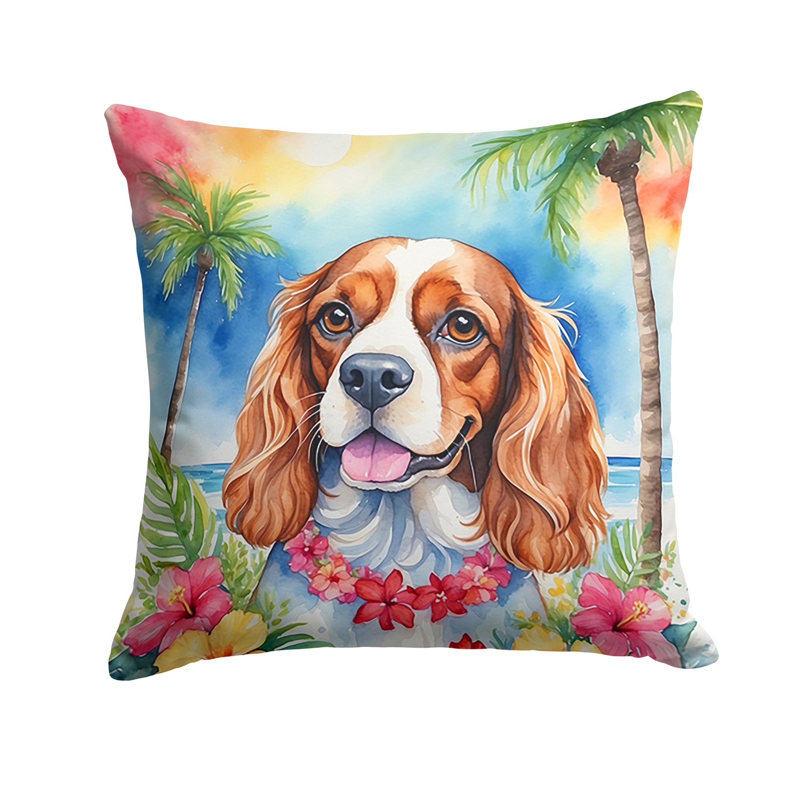 Buy this Cavalier Spaniel Luau Throw Pillow