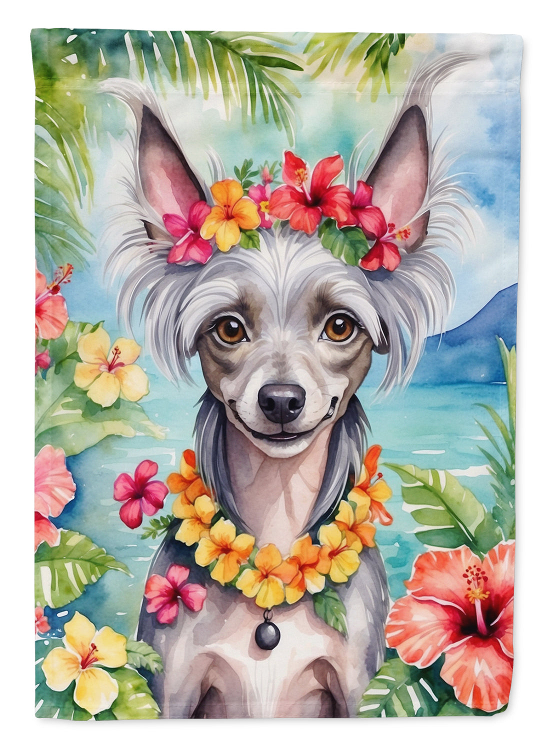 Buy this Chinese Crested Luau Garden Flag