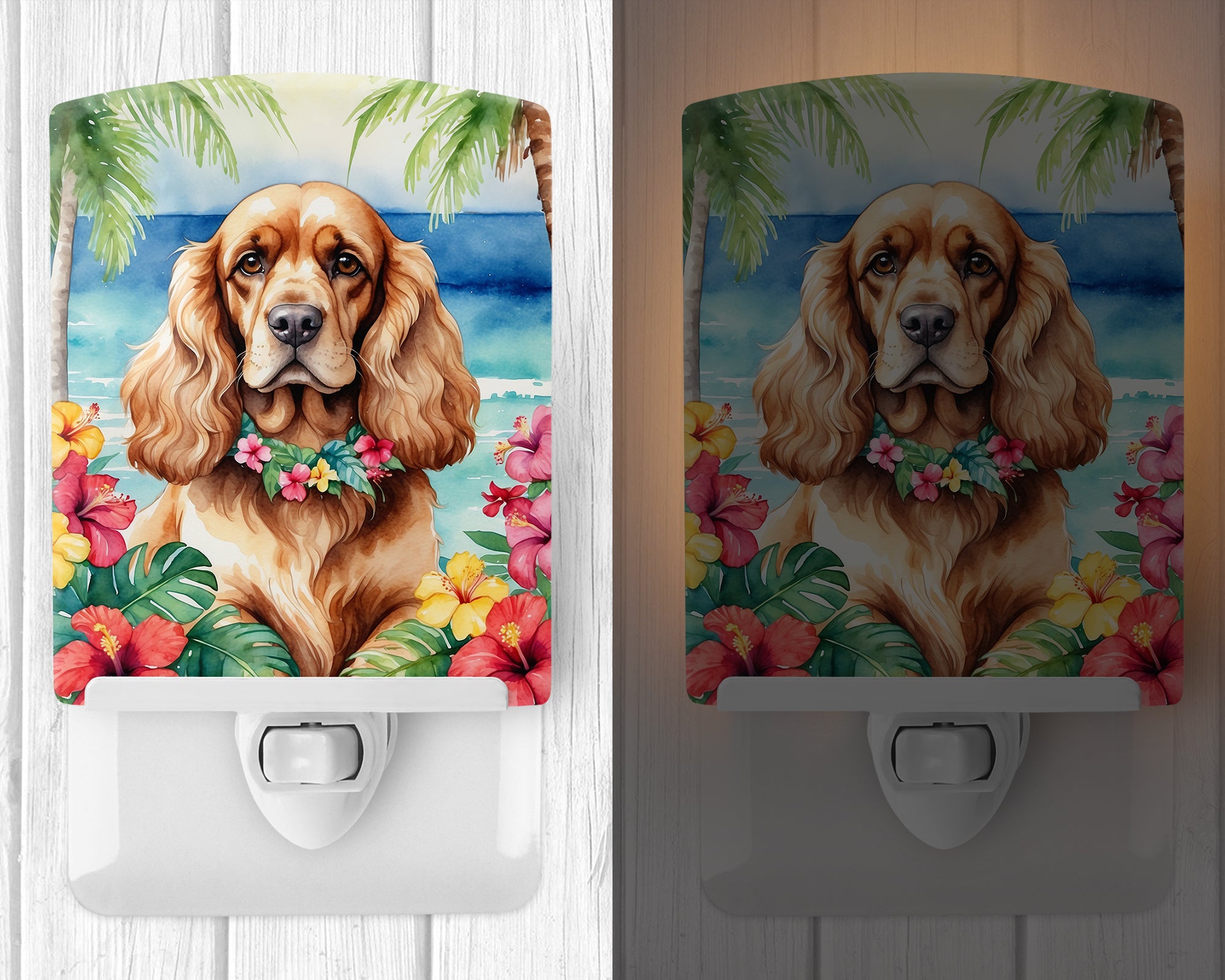 Cocker Spaniel Luau Ceramic Night Light