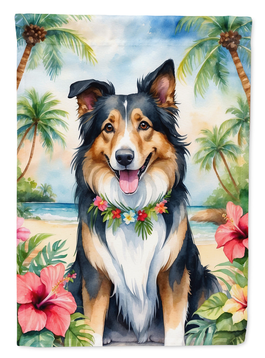 Buy this Collie Luau House Flag