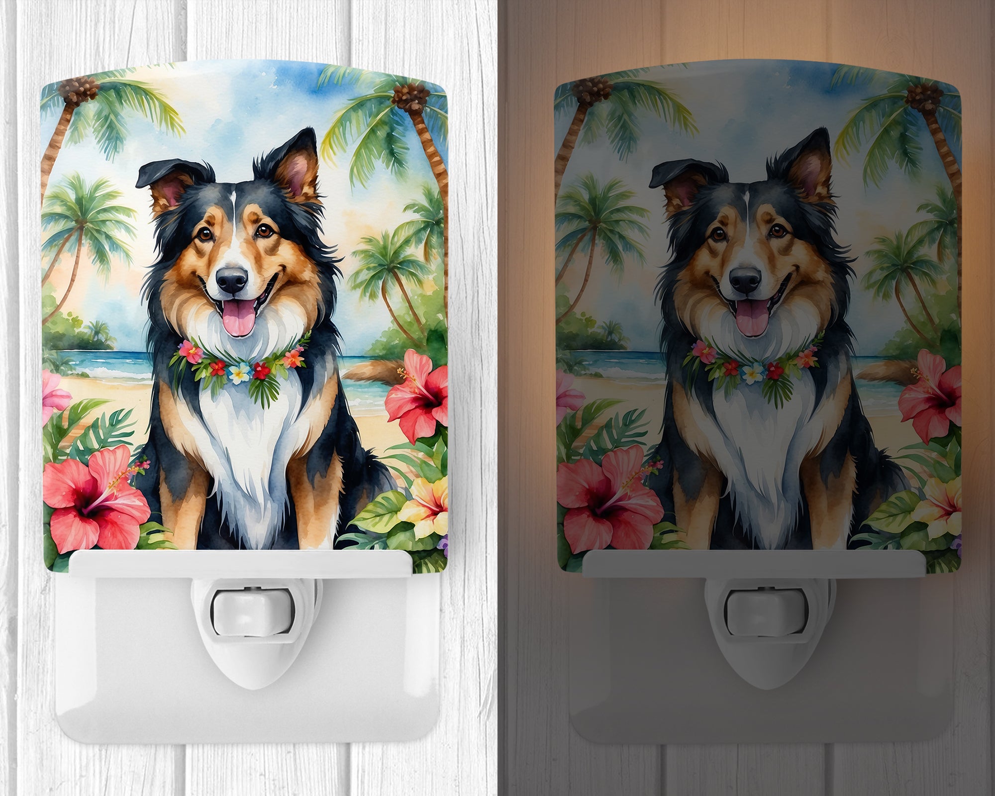 Collie Luau Ceramic Night Light