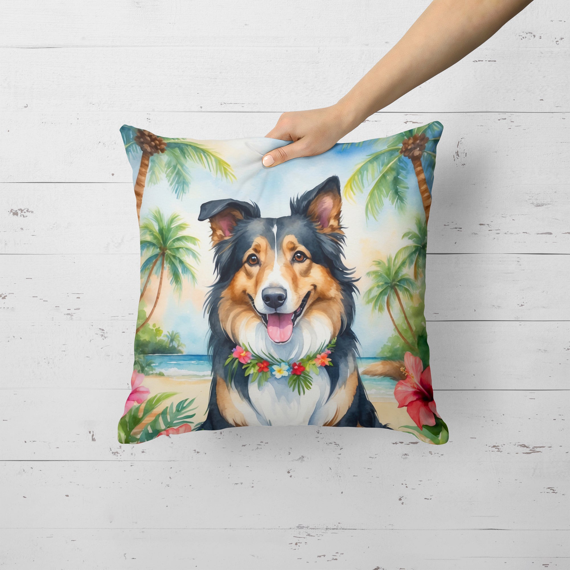 Buy this Collie Luau Throw Pillow