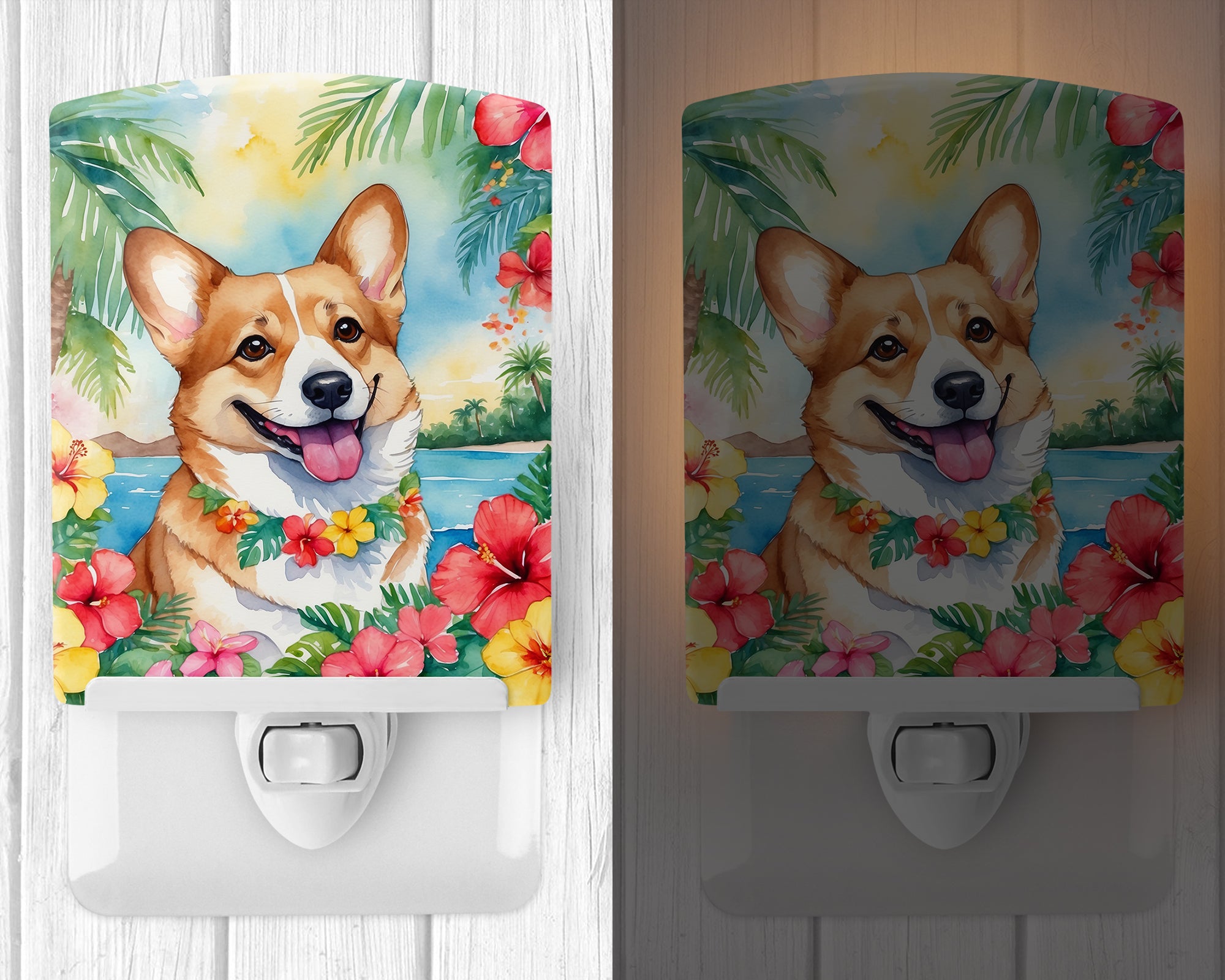 Buy this Corgi Luau Ceramic Night Light