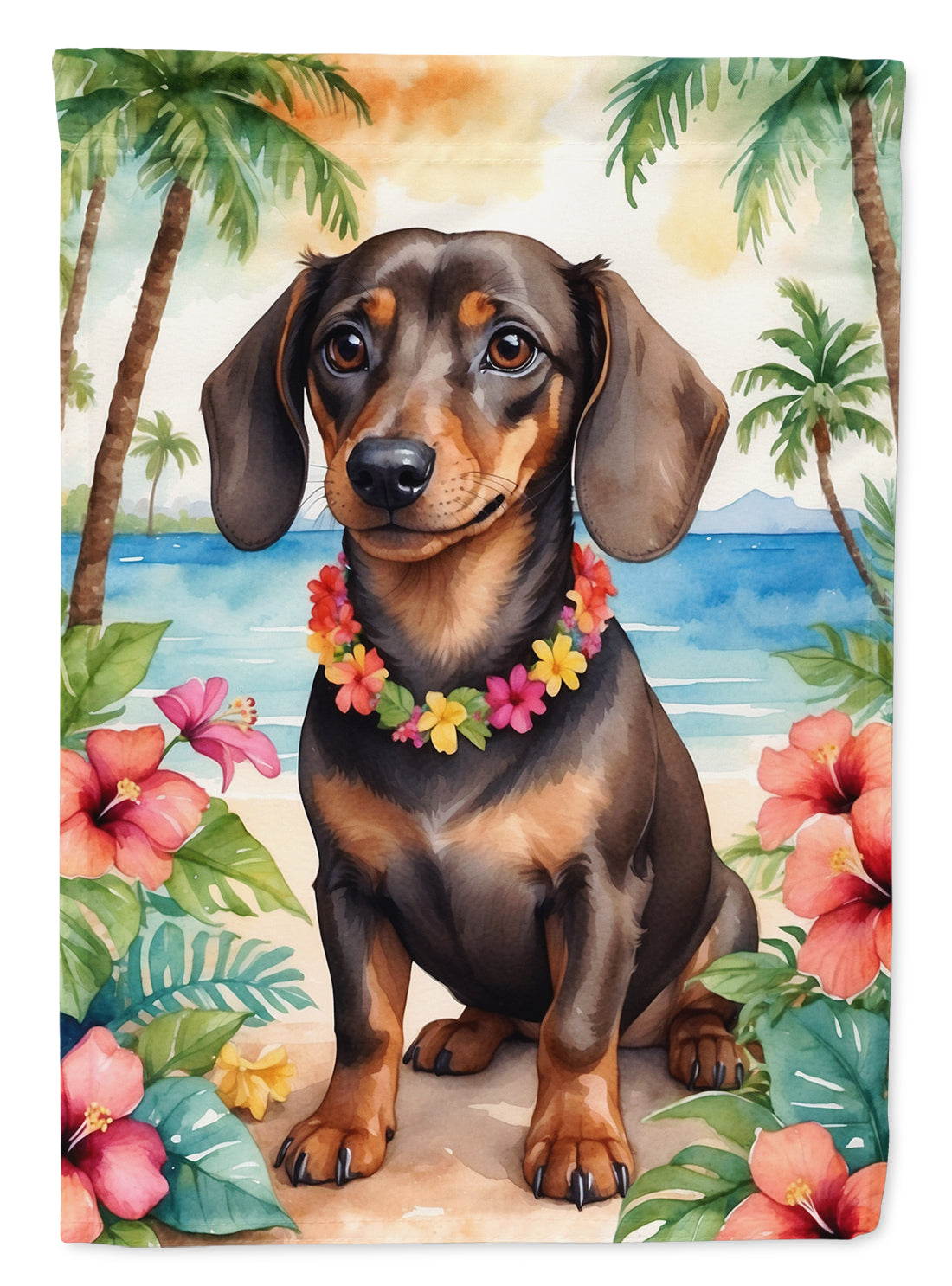 Buy this Dachshund Luau House Flag