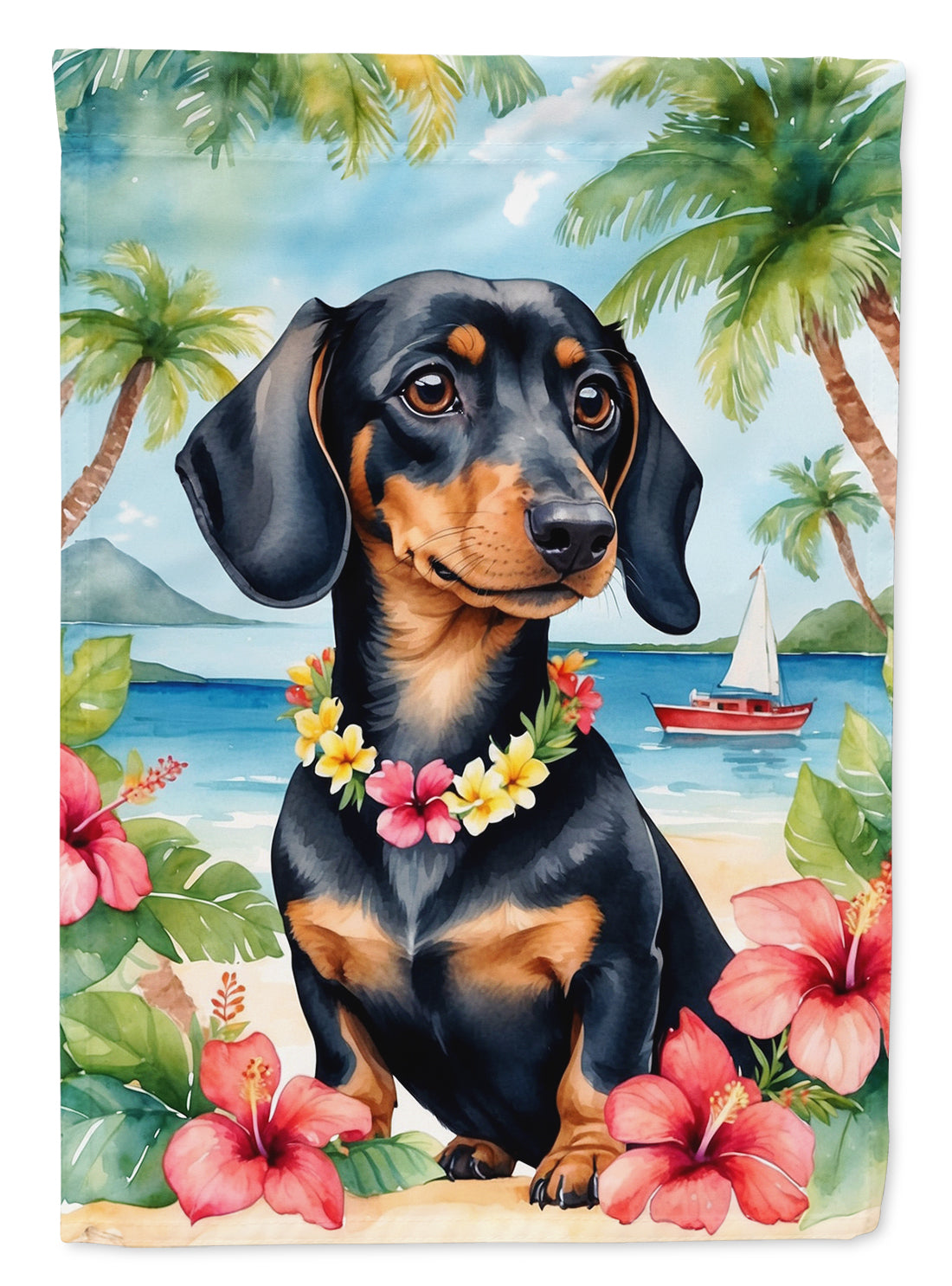 Buy this Dachshund Luau House Flag