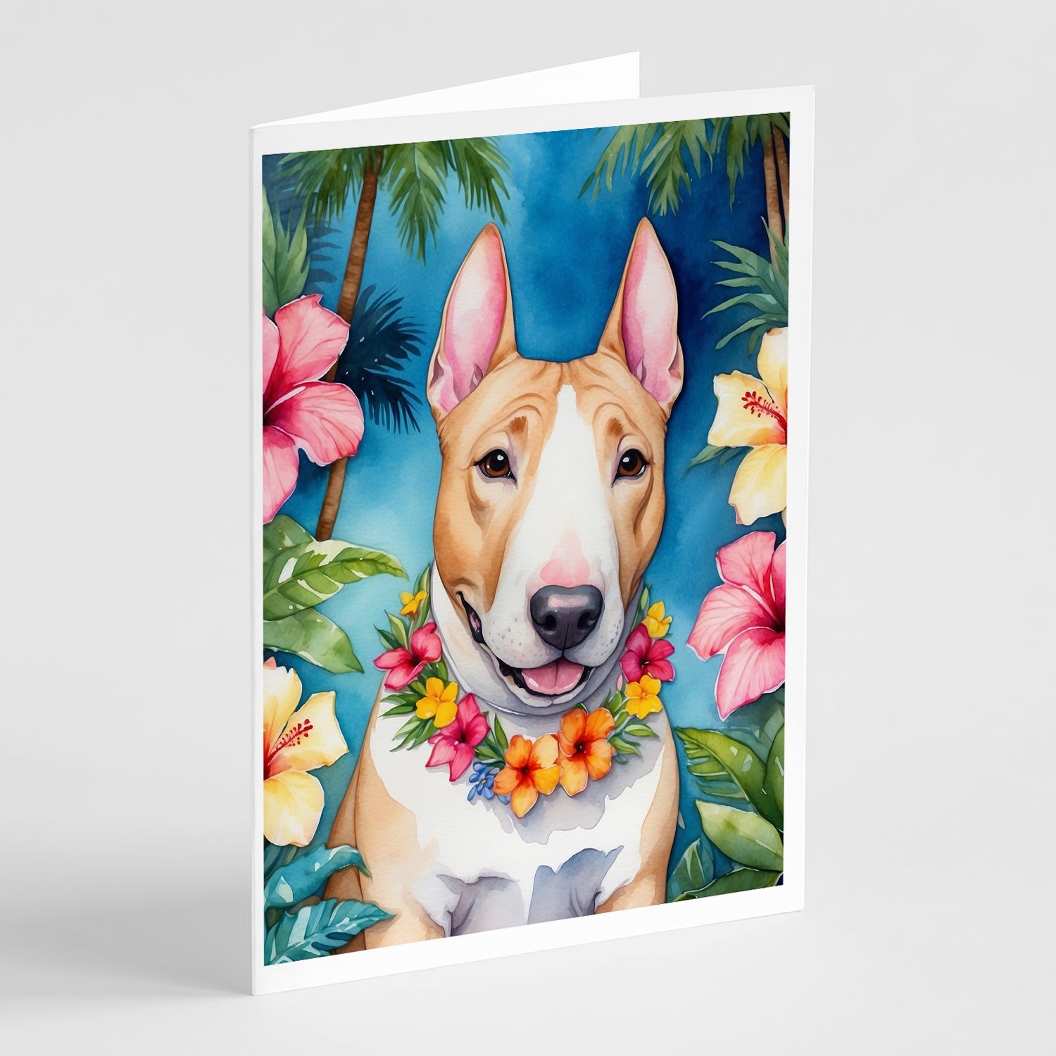 Buy this English Bull Terrier Luau Greeting Cards Pack of 8