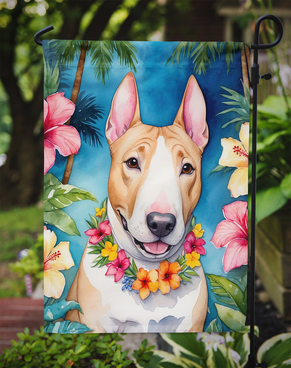 English Bull Terrier Luau Garden Flag