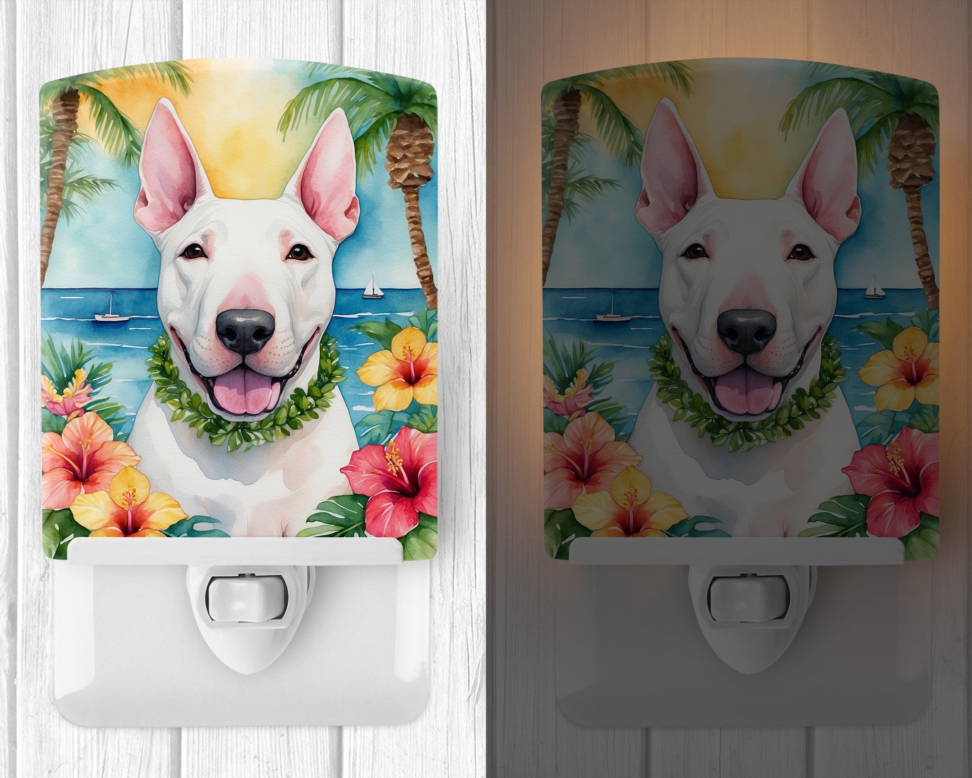 Buy this English Bull Terrier Luau Ceramic Night Light