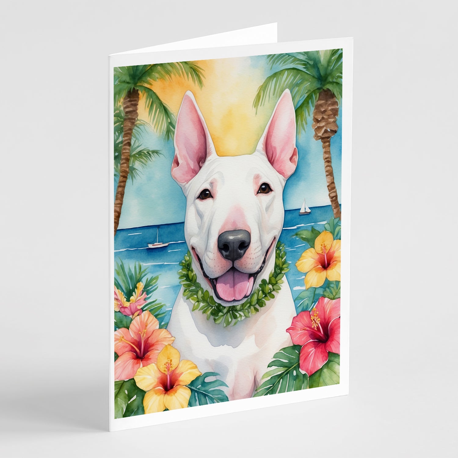 Buy this English Bull Terrier Luau Greeting Cards Pack of 8