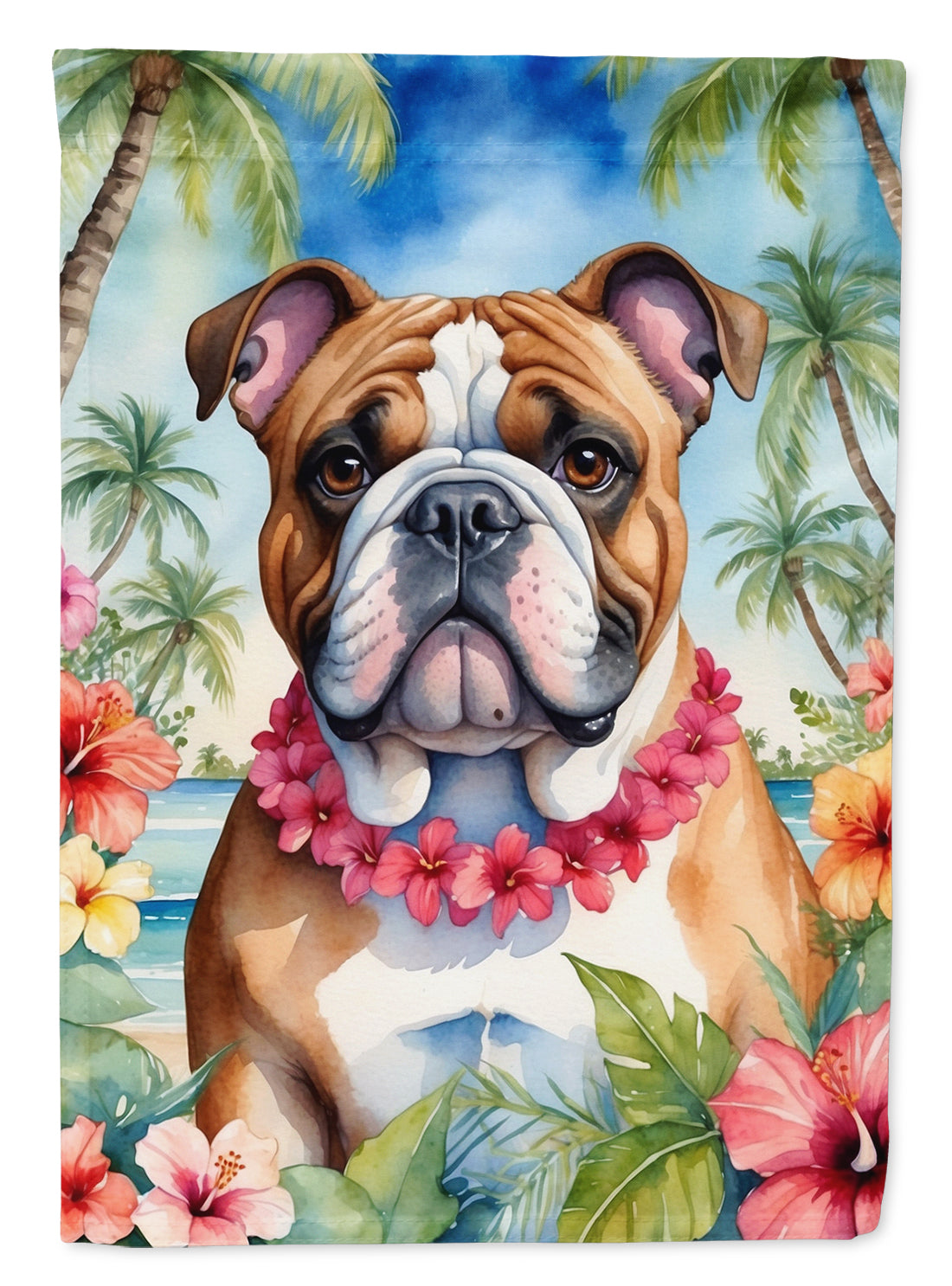 Buy this English Bulldog Luau House Flag