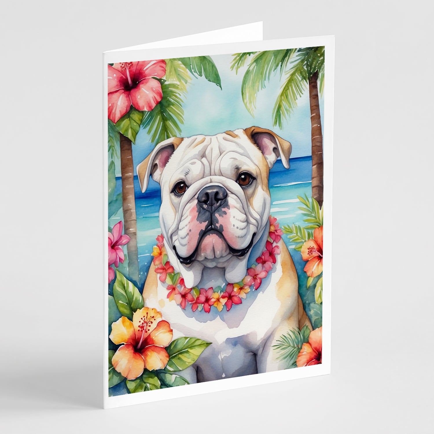 Buy this English Bulldog Luau Greeting Cards Pack of 8