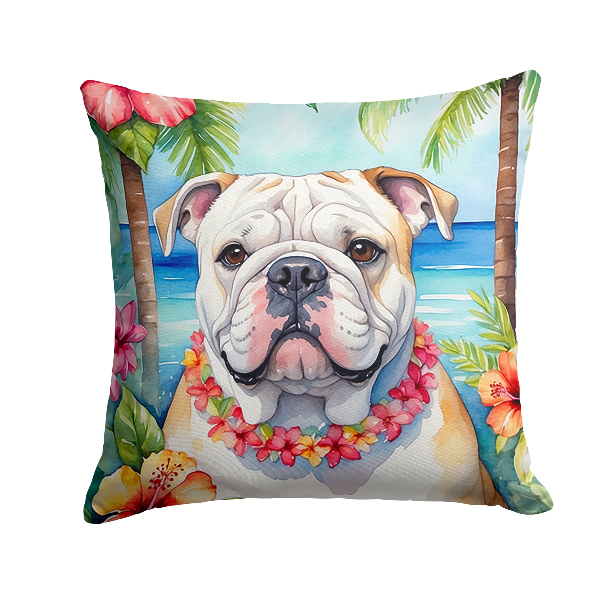 Buy this English Bulldog Luau Throw Pillow