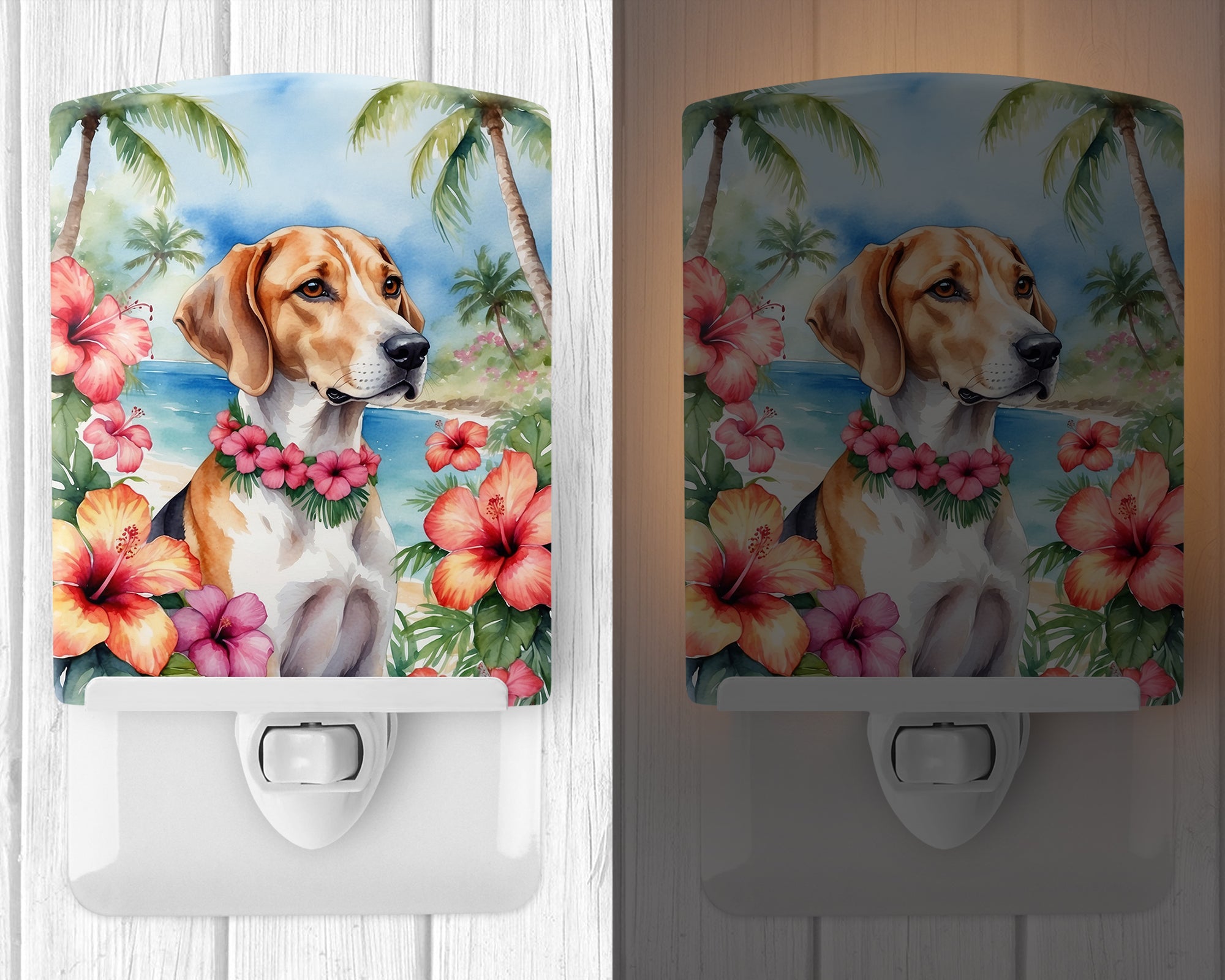 English Foxhound Luau Ceramic Night Light