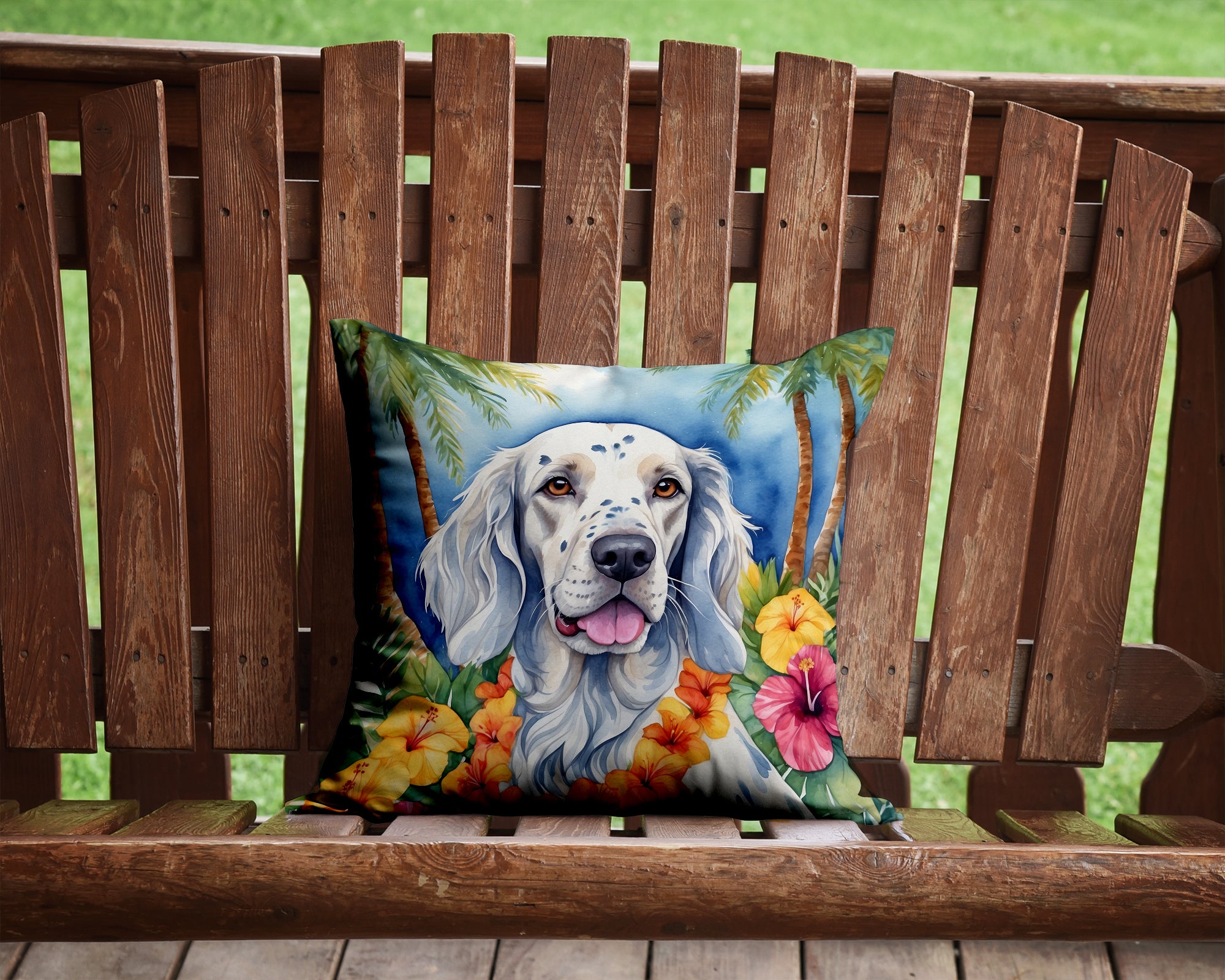 English Setter Luau Throw Pillow