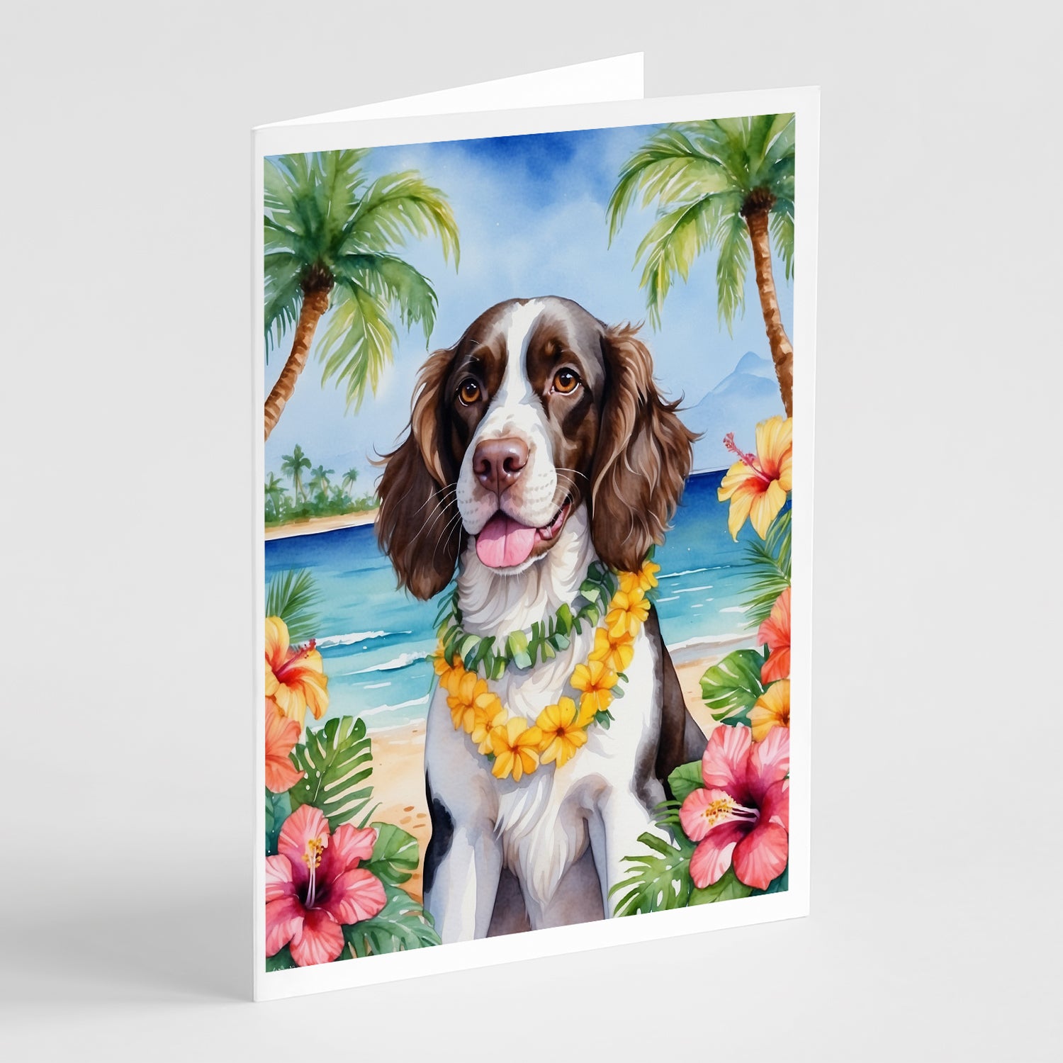 Buy this English Springer Spaniel Luau Greeting Cards Pack of 8