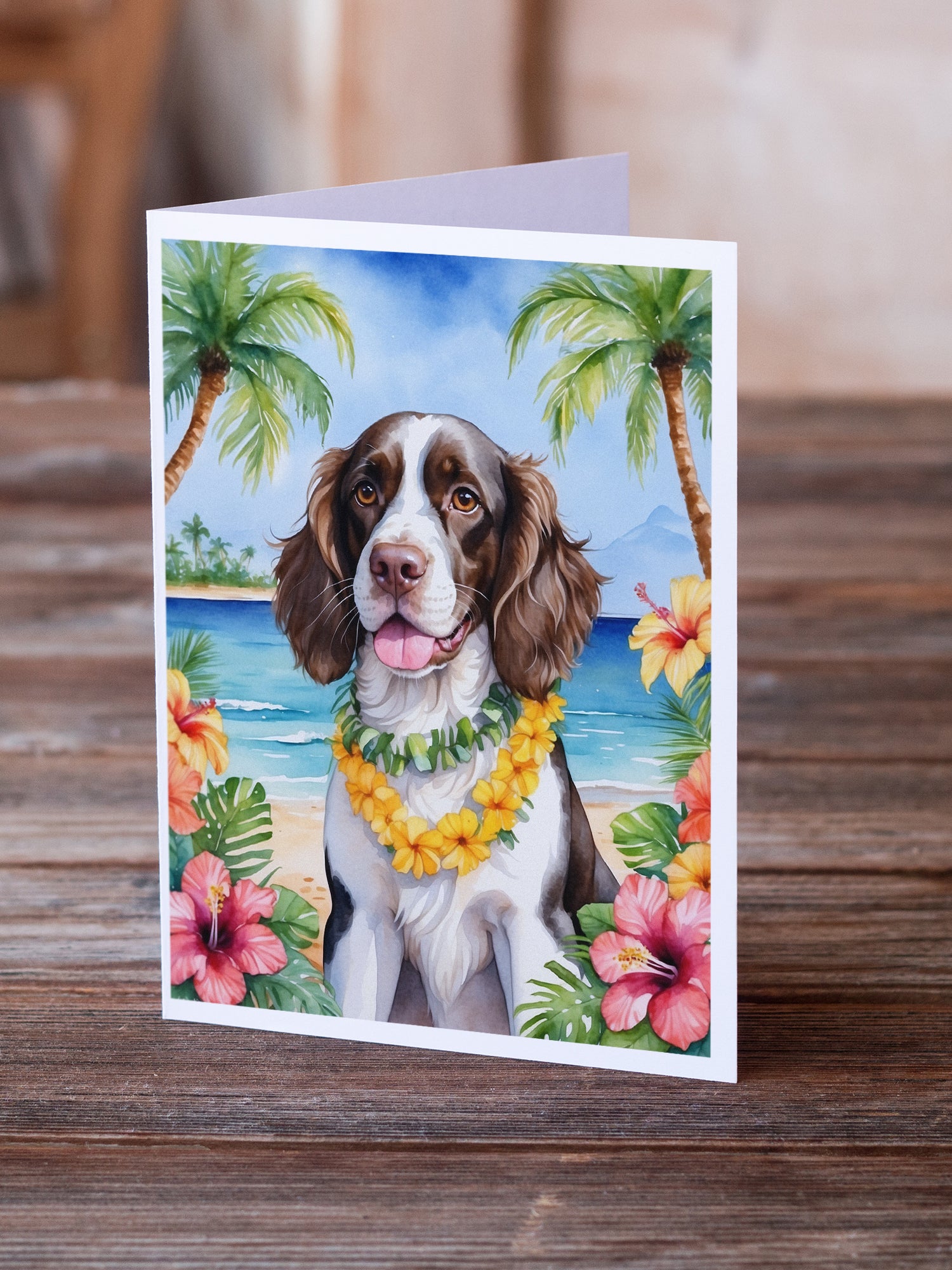 Buy this English Springer Spaniel Luau Greeting Cards Pack of 8