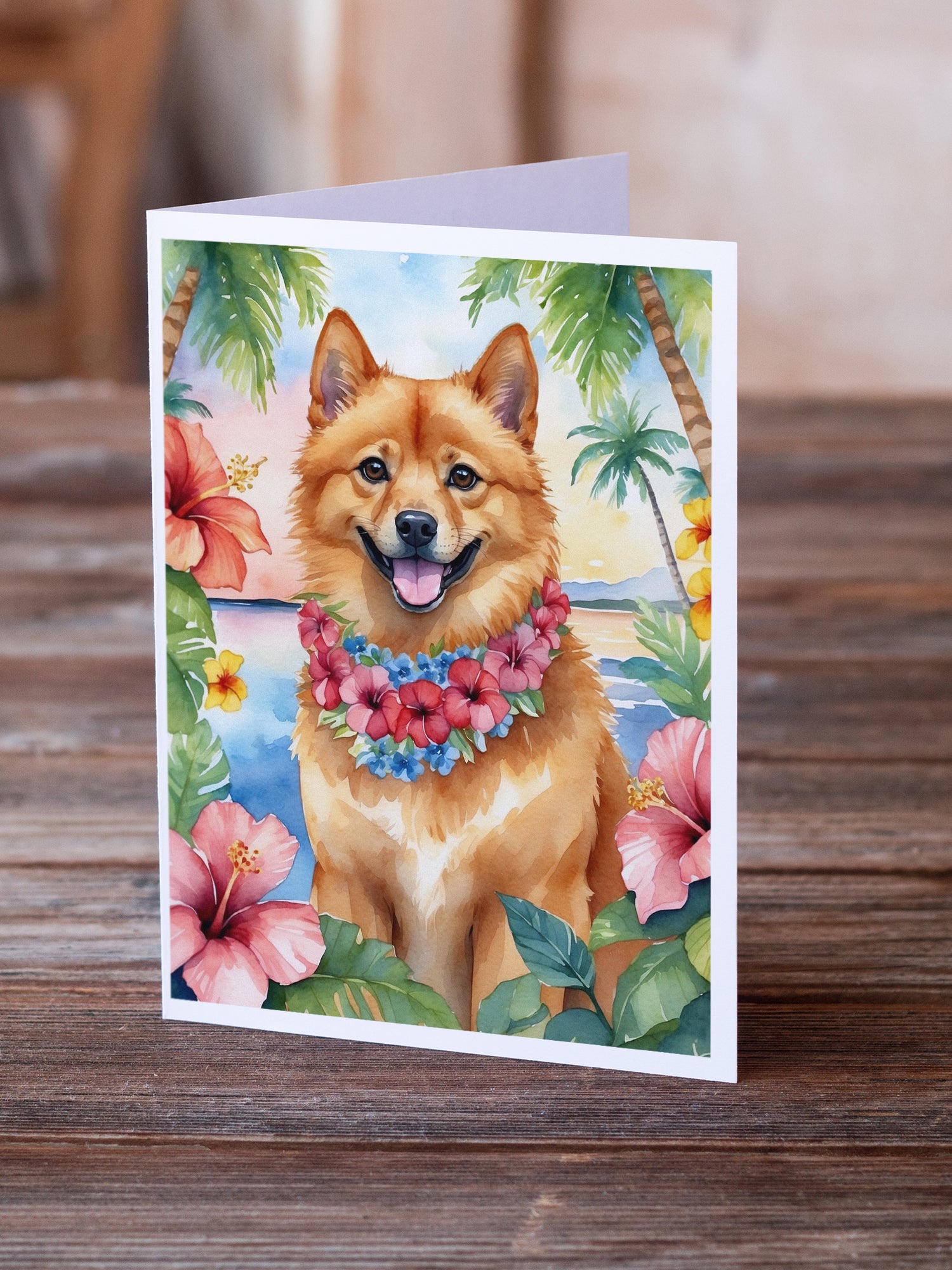 Buy this Finnish Spitz Luau Greeting Cards Pack of 8