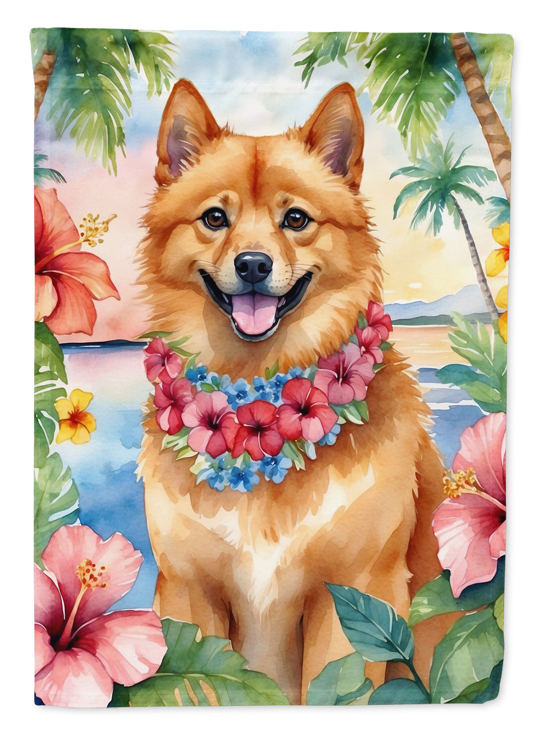 Buy this Finnish Spitz Luau Garden Flag