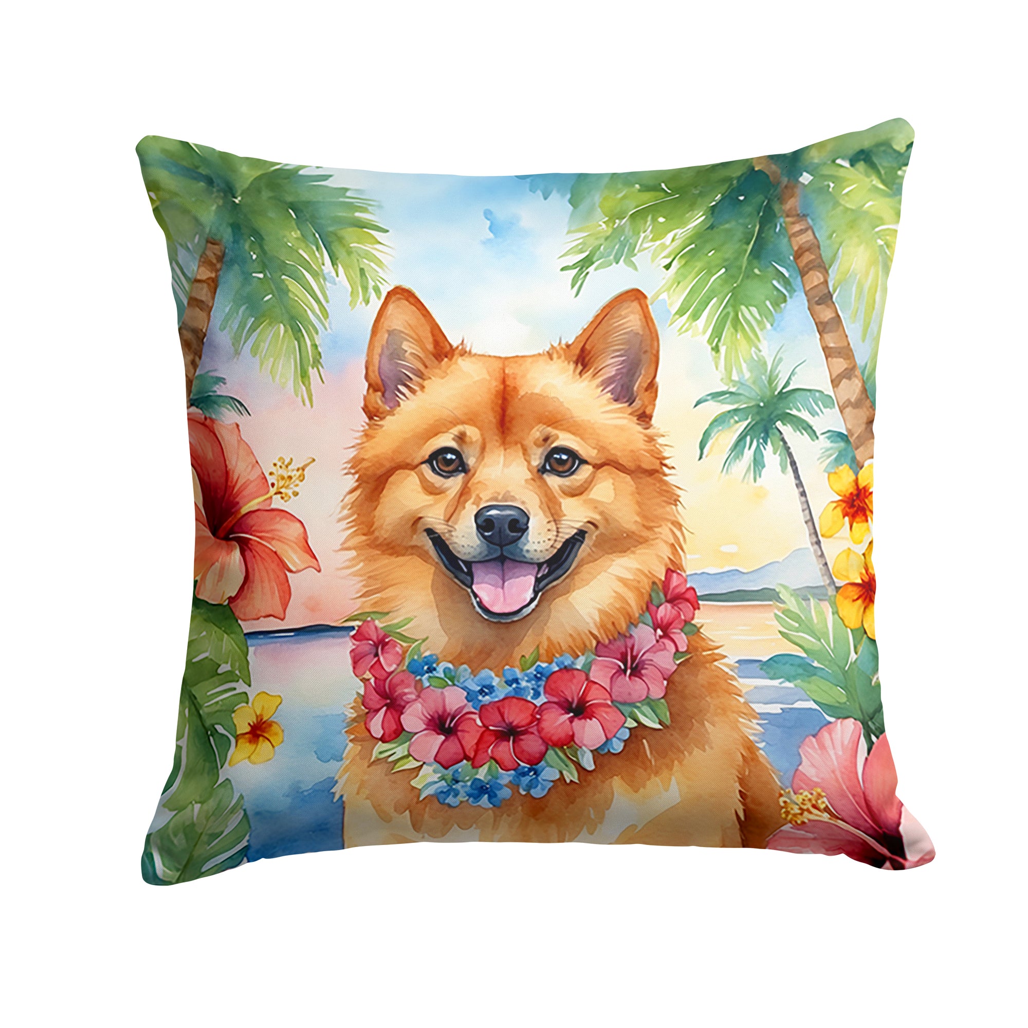 Buy this Finnish Spitz Luau Throw Pillow