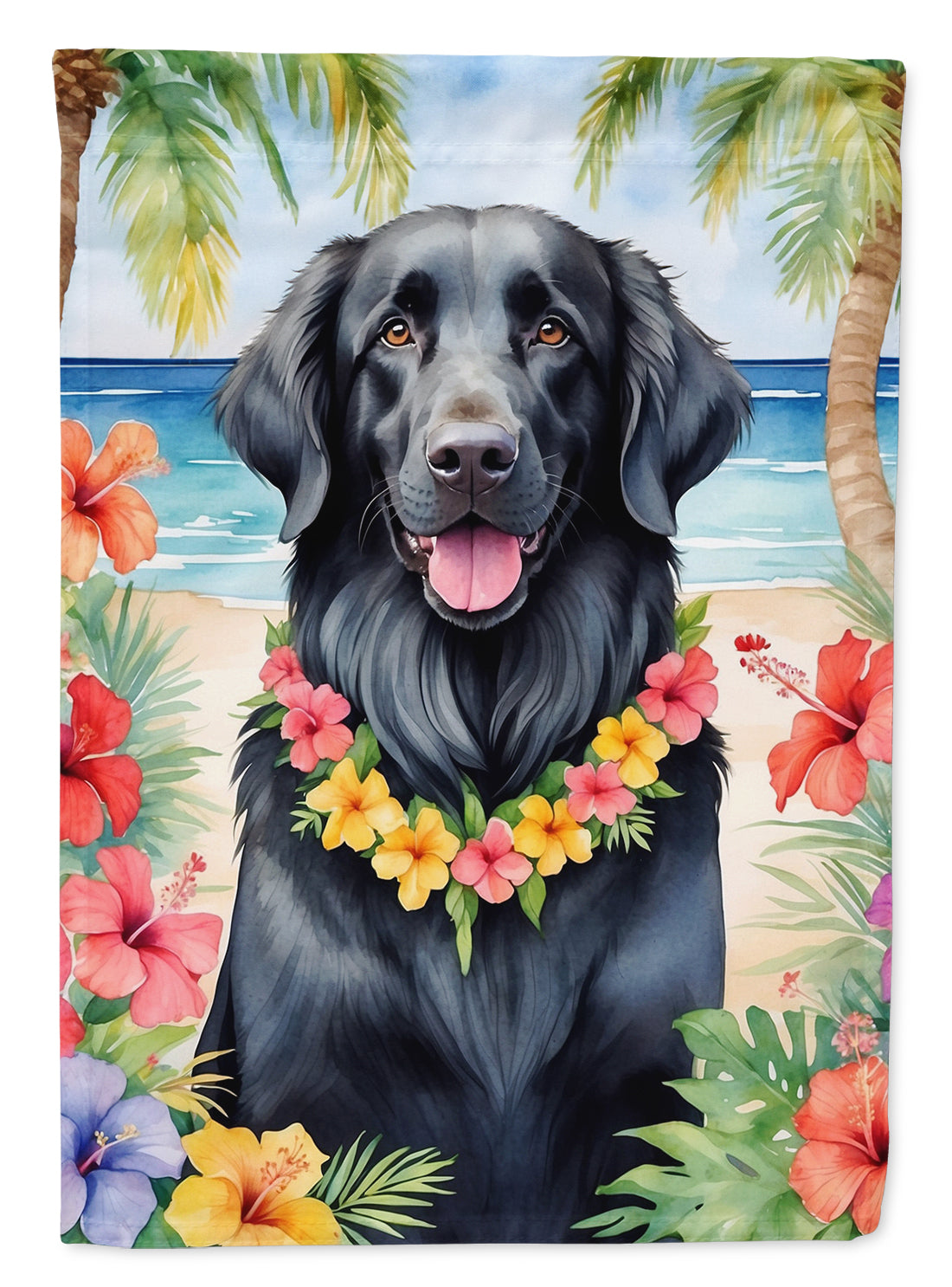 Buy this Flat-Coated Retriever Luau Garden Flag