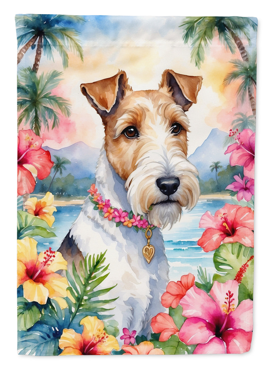 Buy this Fox Terrier Luau House Flag