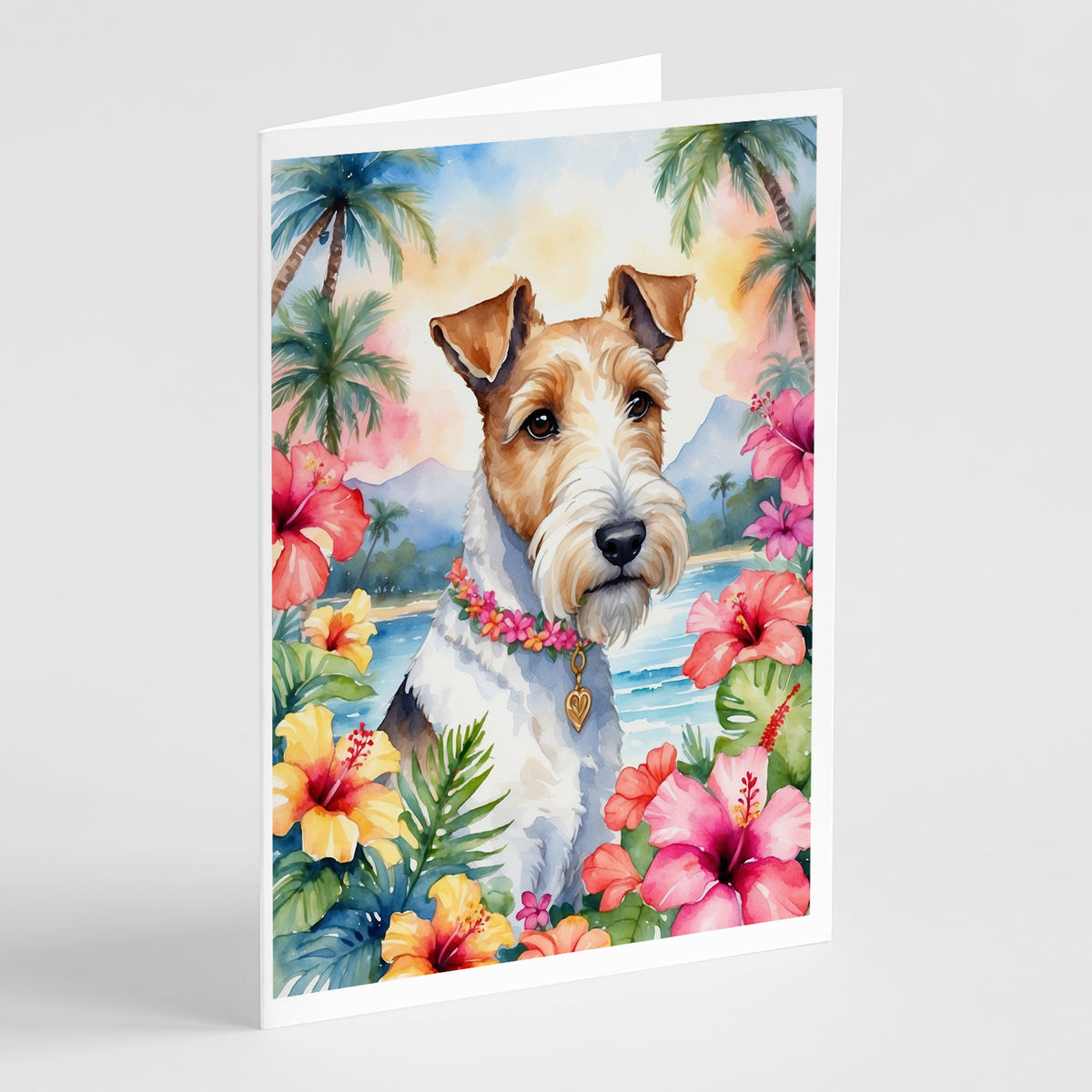 Buy this Fox Terrier Luau Greeting Cards Pack of 8