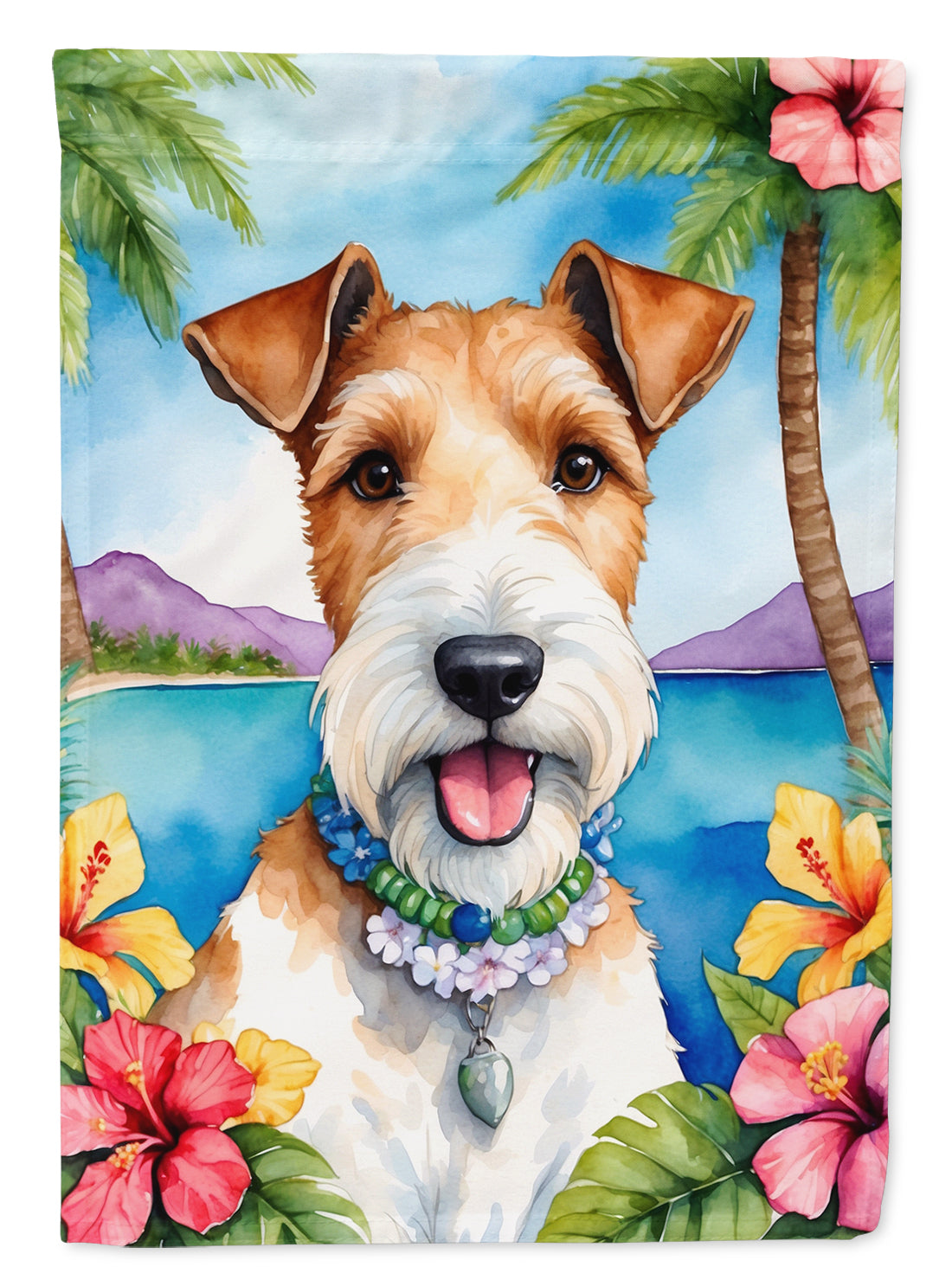 Buy this Fox Terrier Luau House Flag