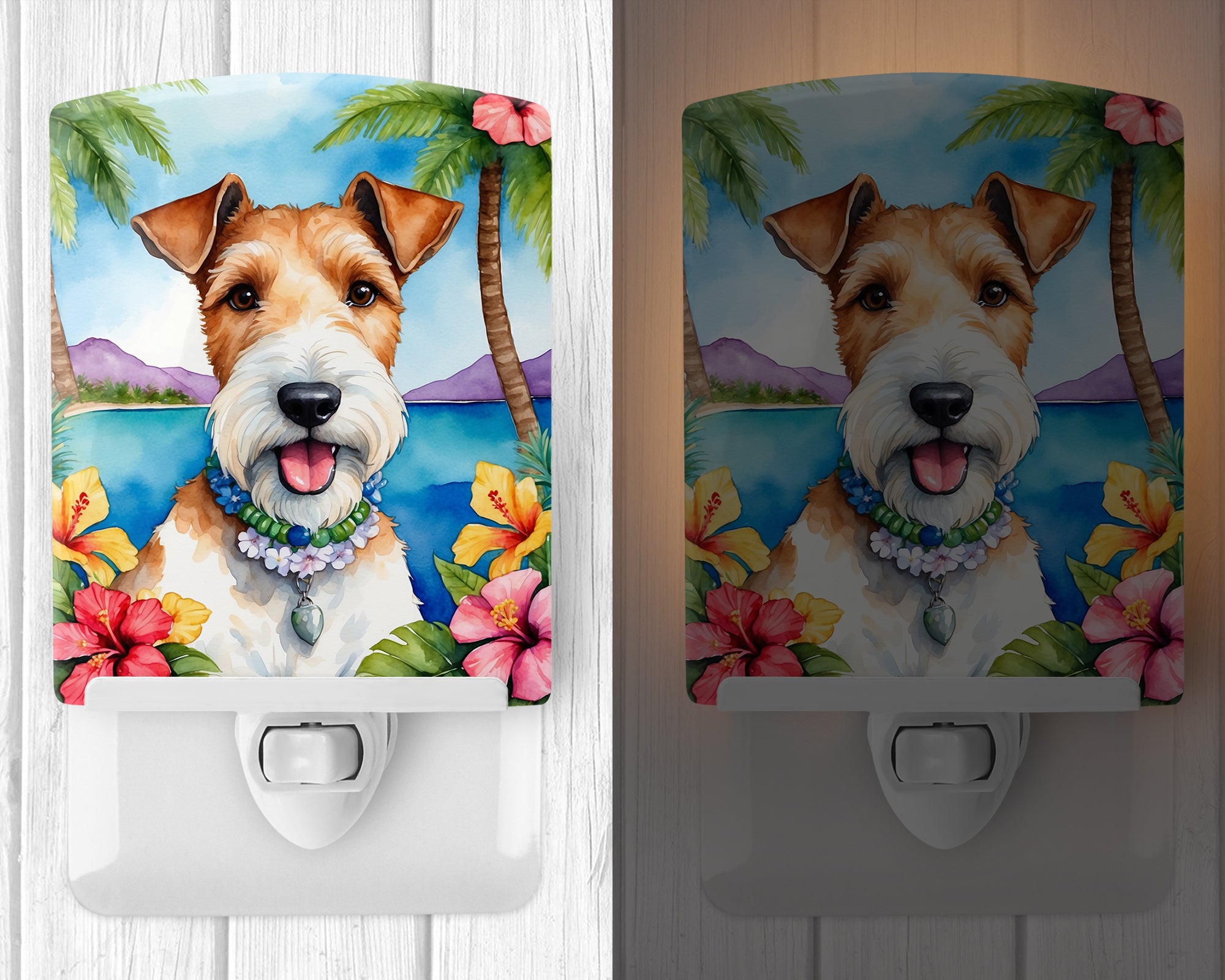 Buy this Fox Terrier Luau Ceramic Night Light