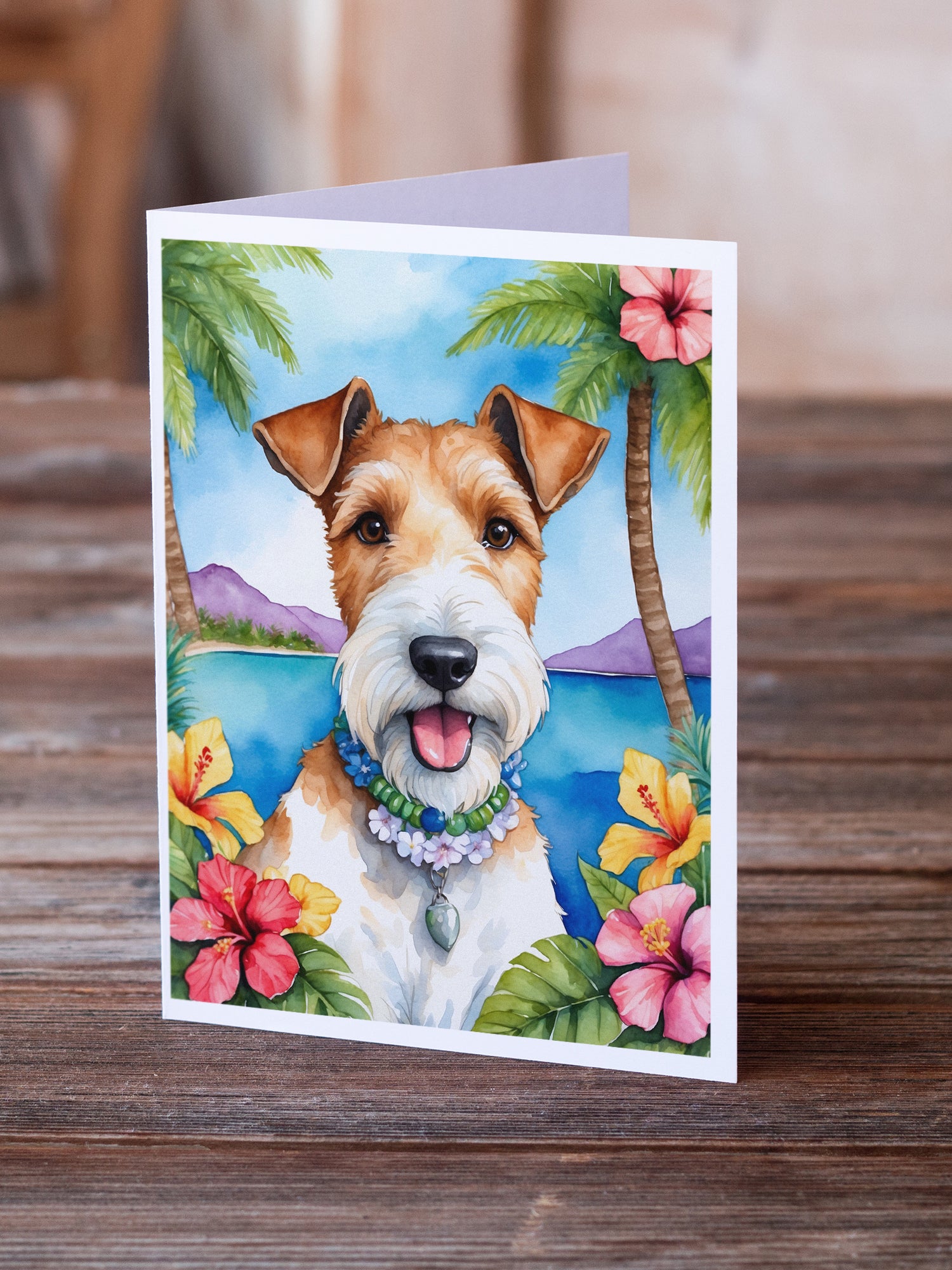 Buy this Fox Terrier Luau Greeting Cards Pack of 8