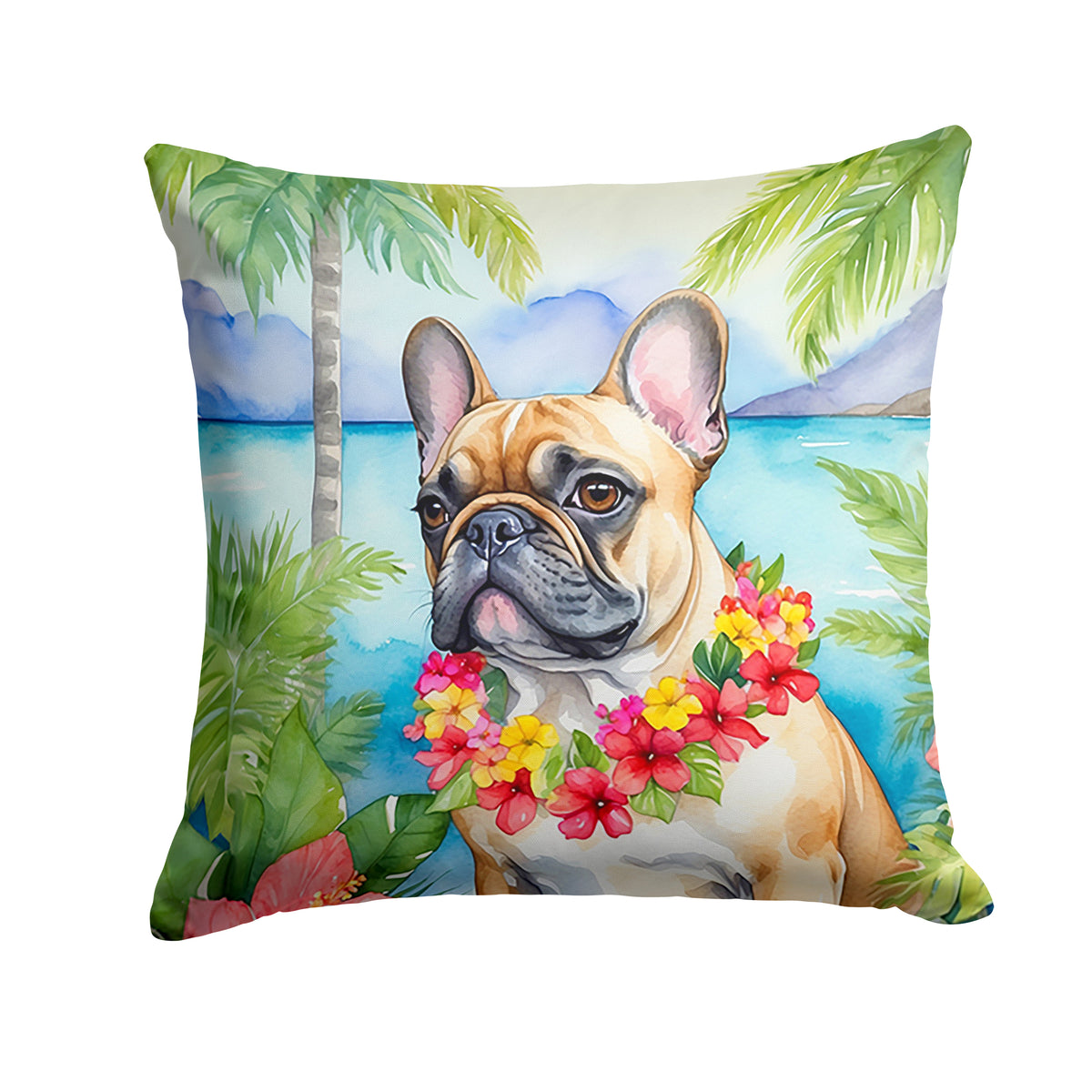 Buy this French Bulldog Luau Throw Pillow