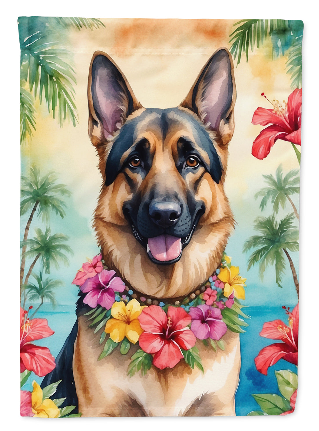 Buy this German Shepherd Luau Garden Flag