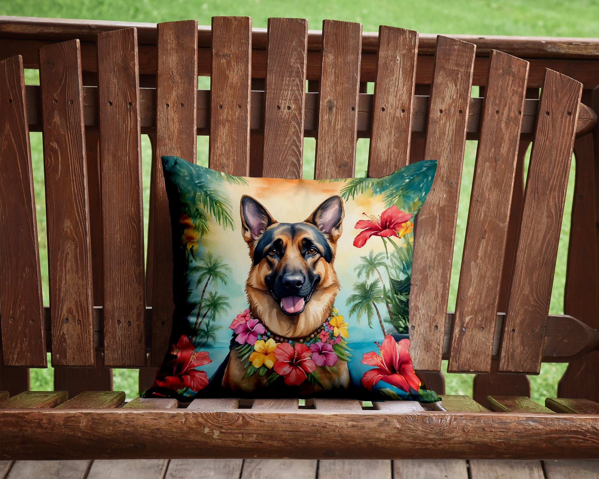 Buy this German Shepherd Luau Throw Pillow